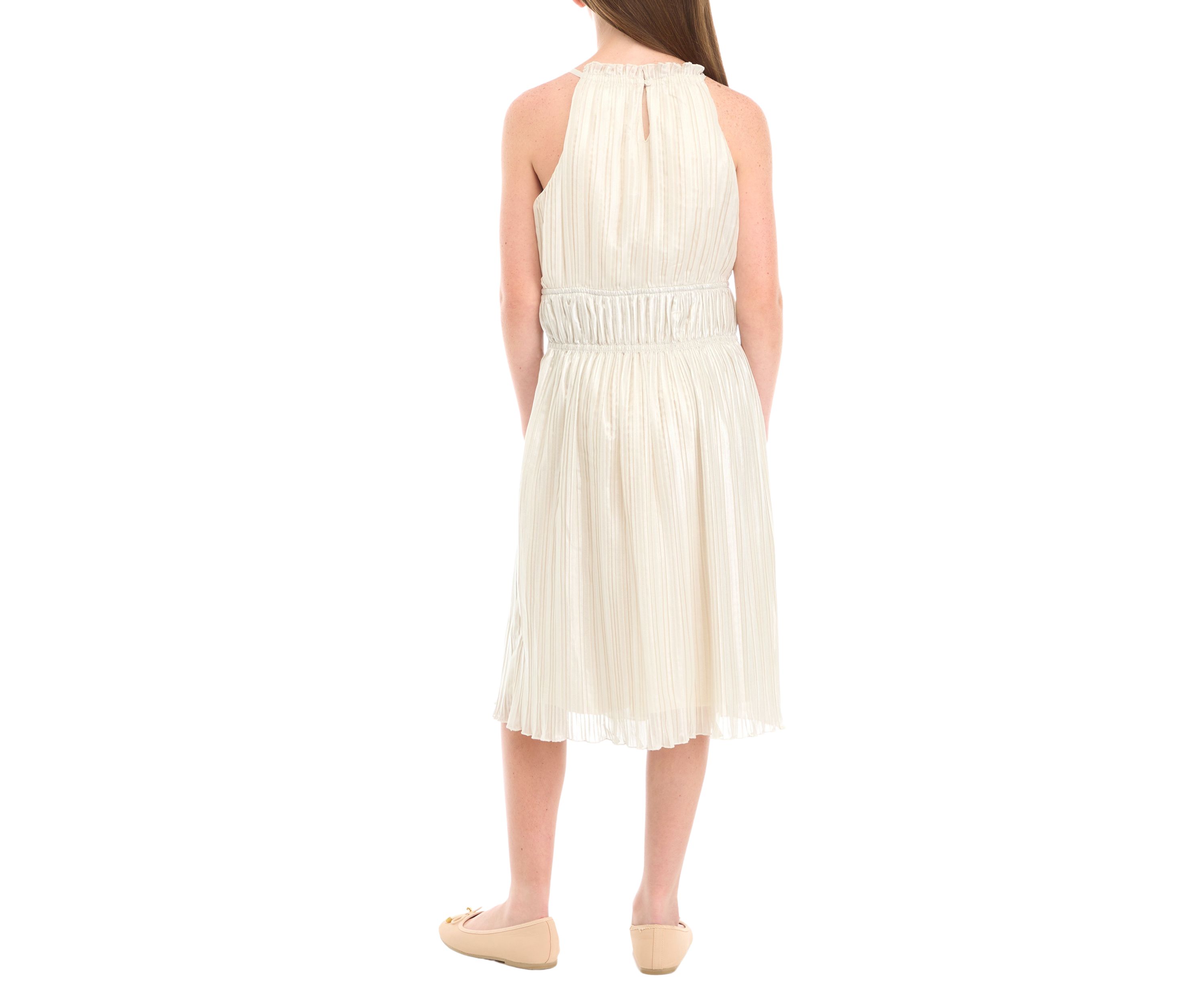 Girls 7-16 Shirred Shimmer Midi Dress