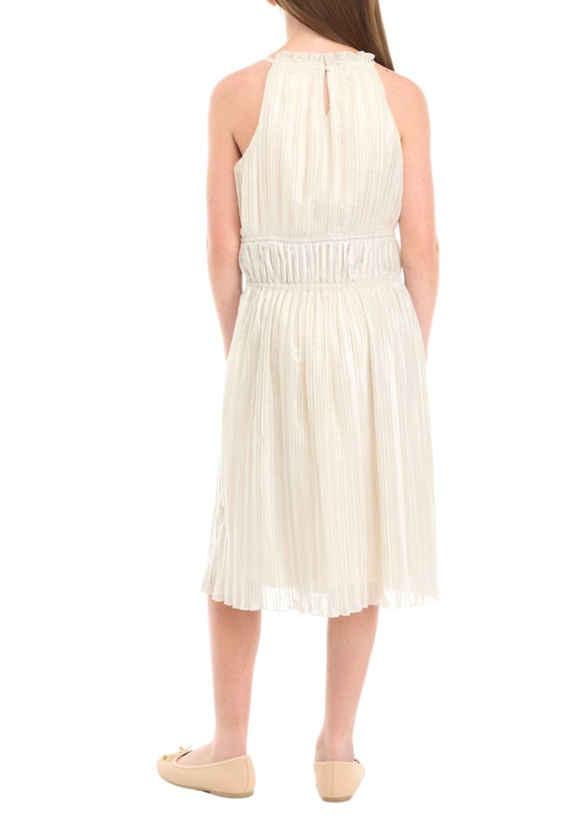 Girls 7-16 Shirred Shimmer Midi Dress
