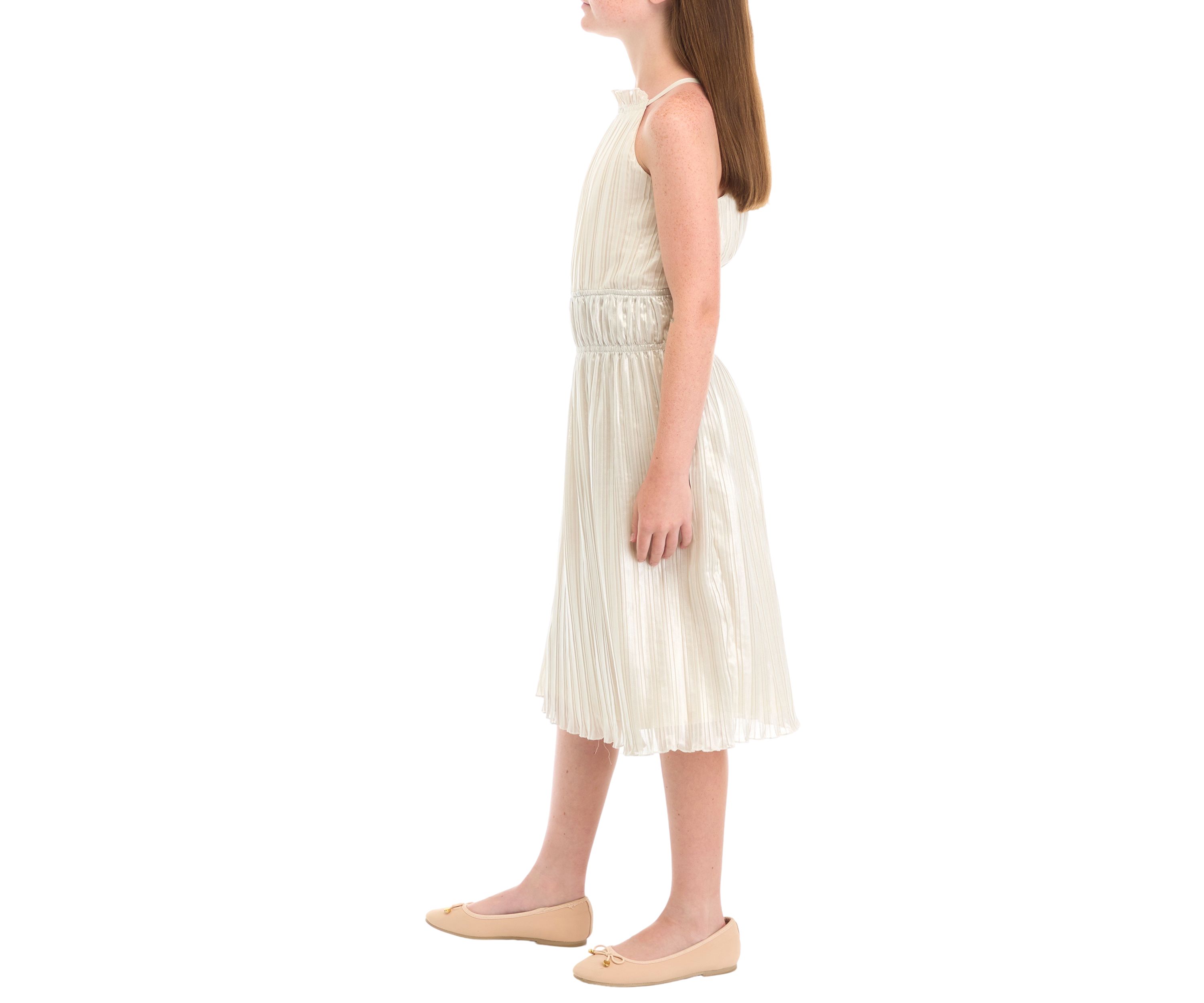 Girls 7-16 Shirred Shimmer Midi Dress