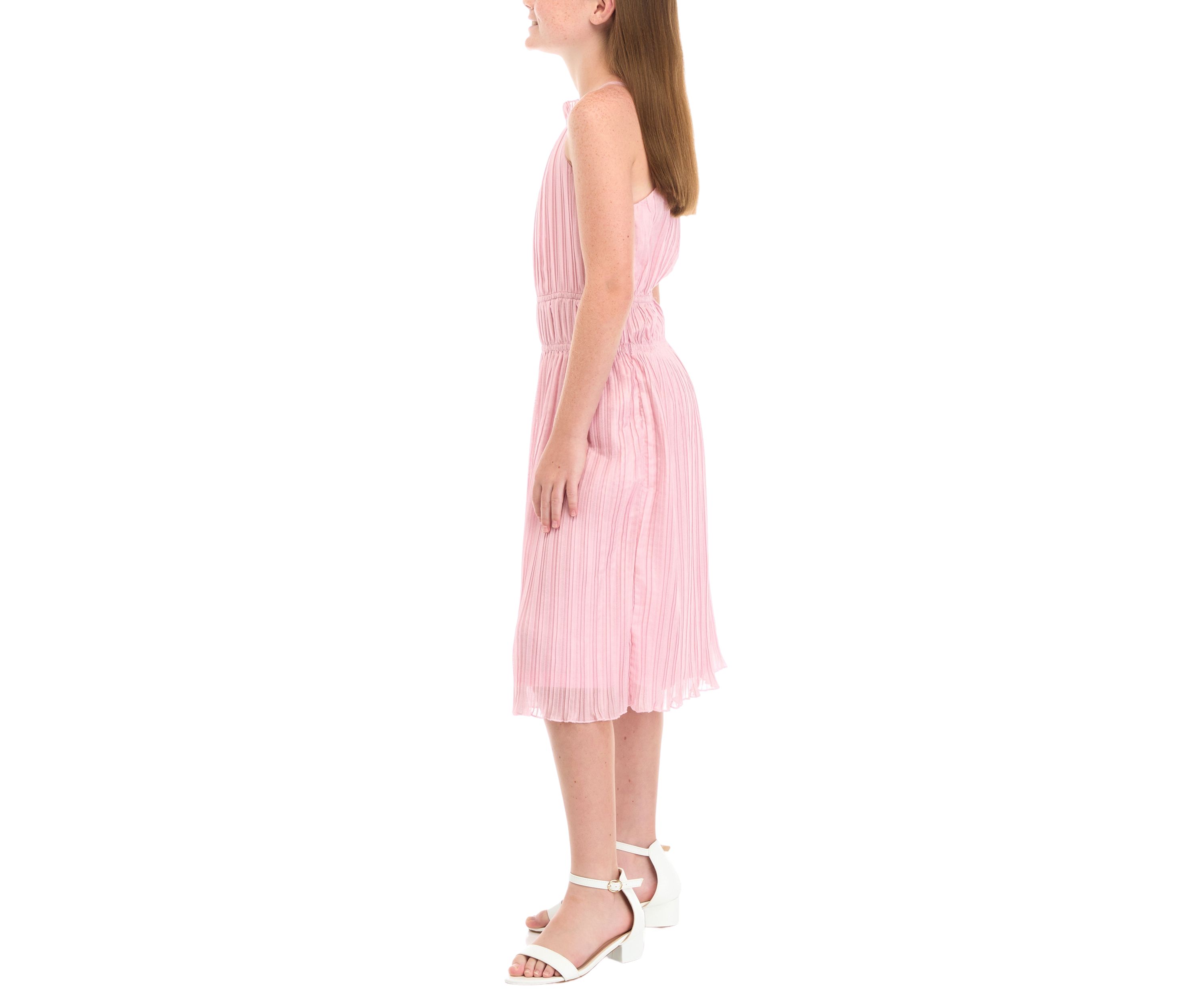 Girls 7-16 Shirred Shimmer Midi Dress