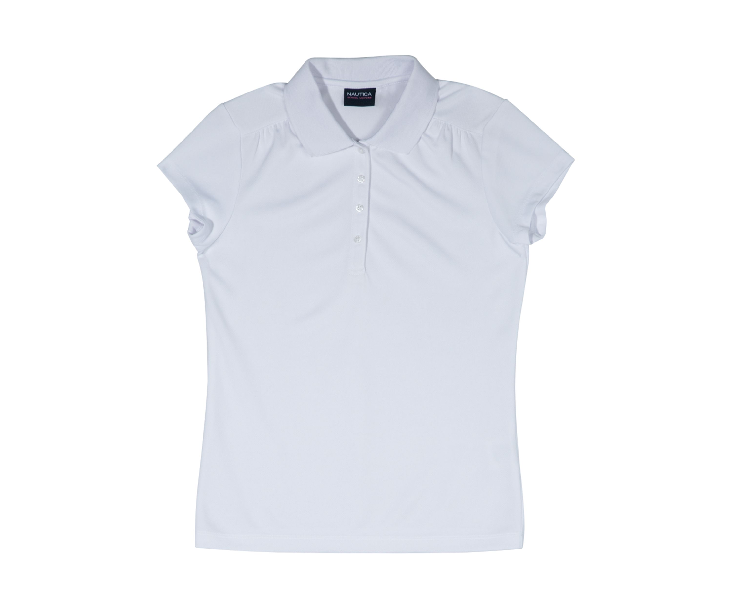 Girls 7-16 Short Sleeve Performance Polo w Shirring