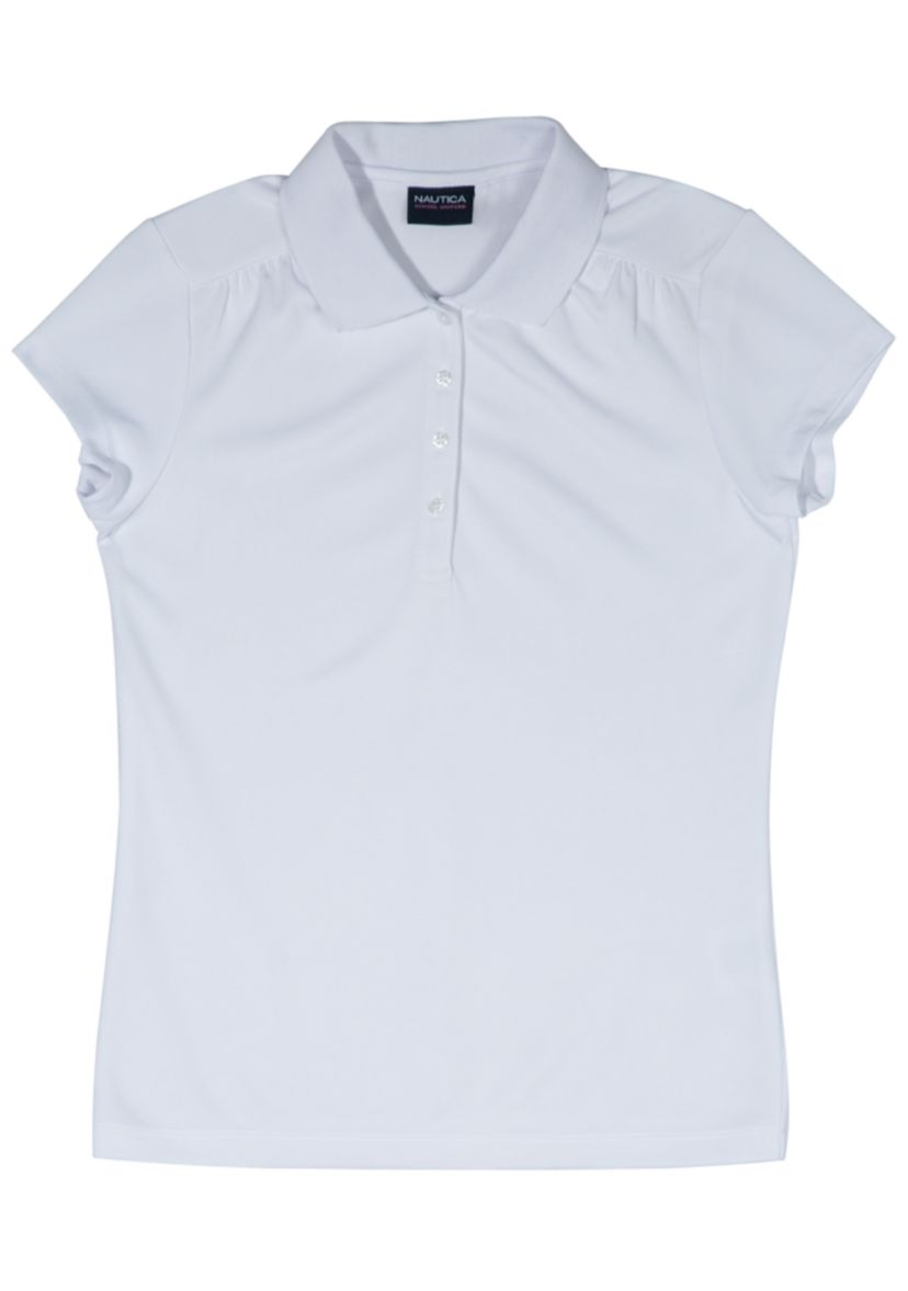 Girls 7-16 Short Sleeve Performance Polo w Shirring