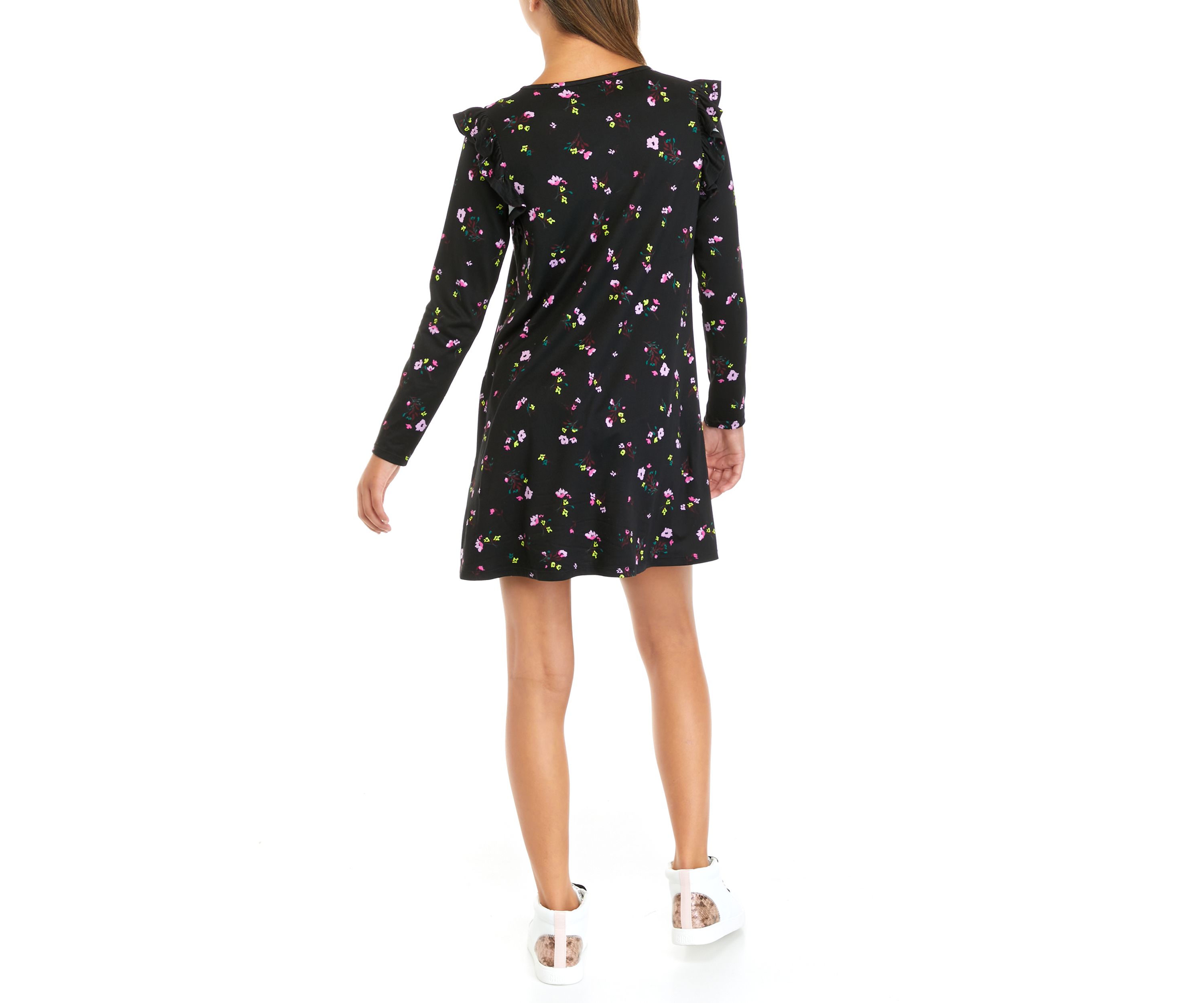 Girls 7-16 Ruffle Shoulder Floral Dress