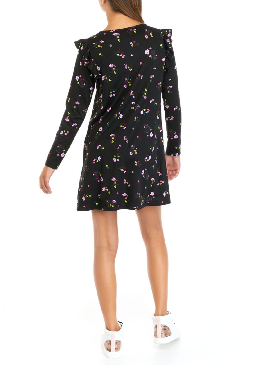 Girls 7-16 Ruffle Shoulder Floral Dress