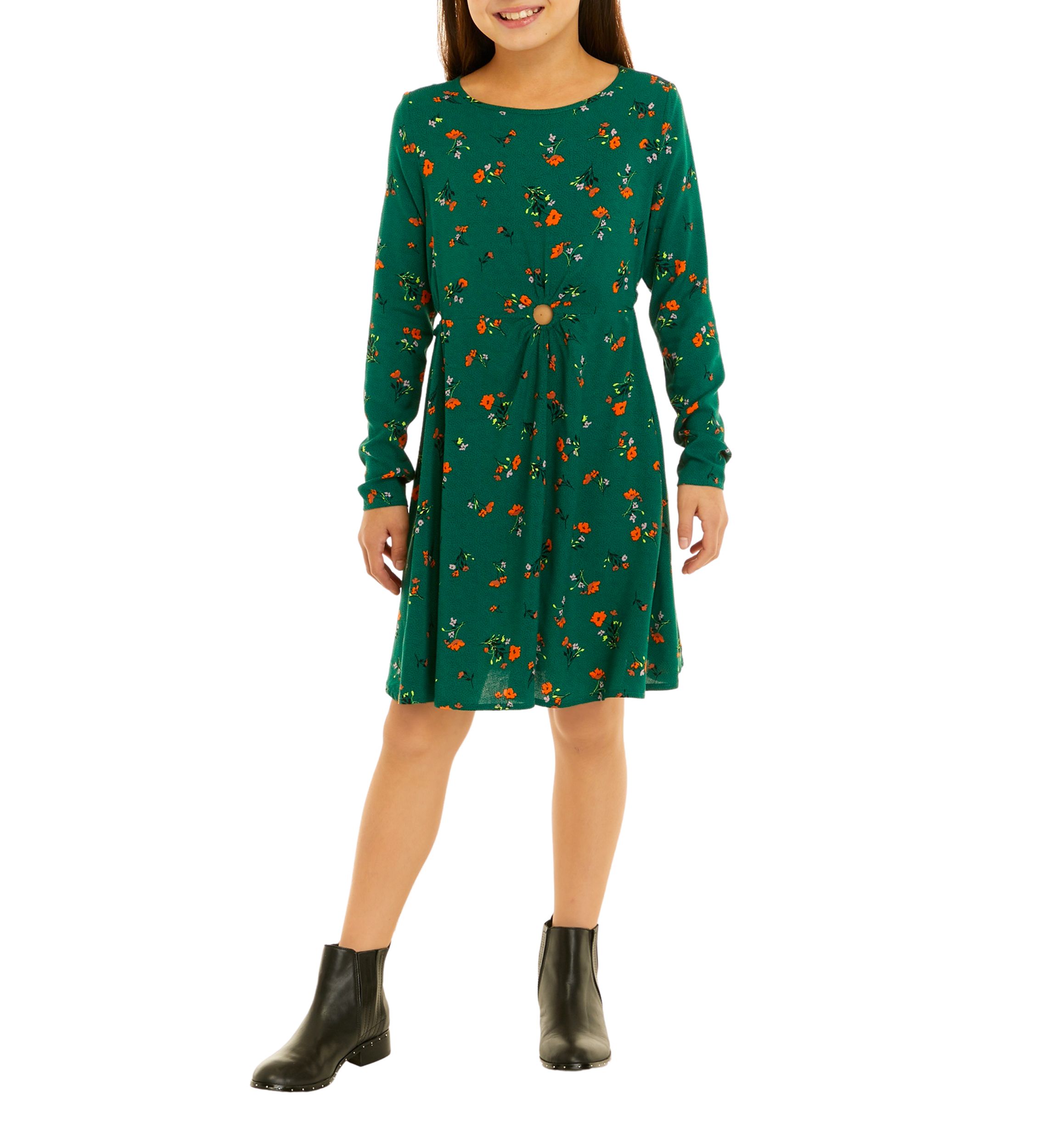 Girls 7-16 Long Sleeve O-Ring Cut Out Dress