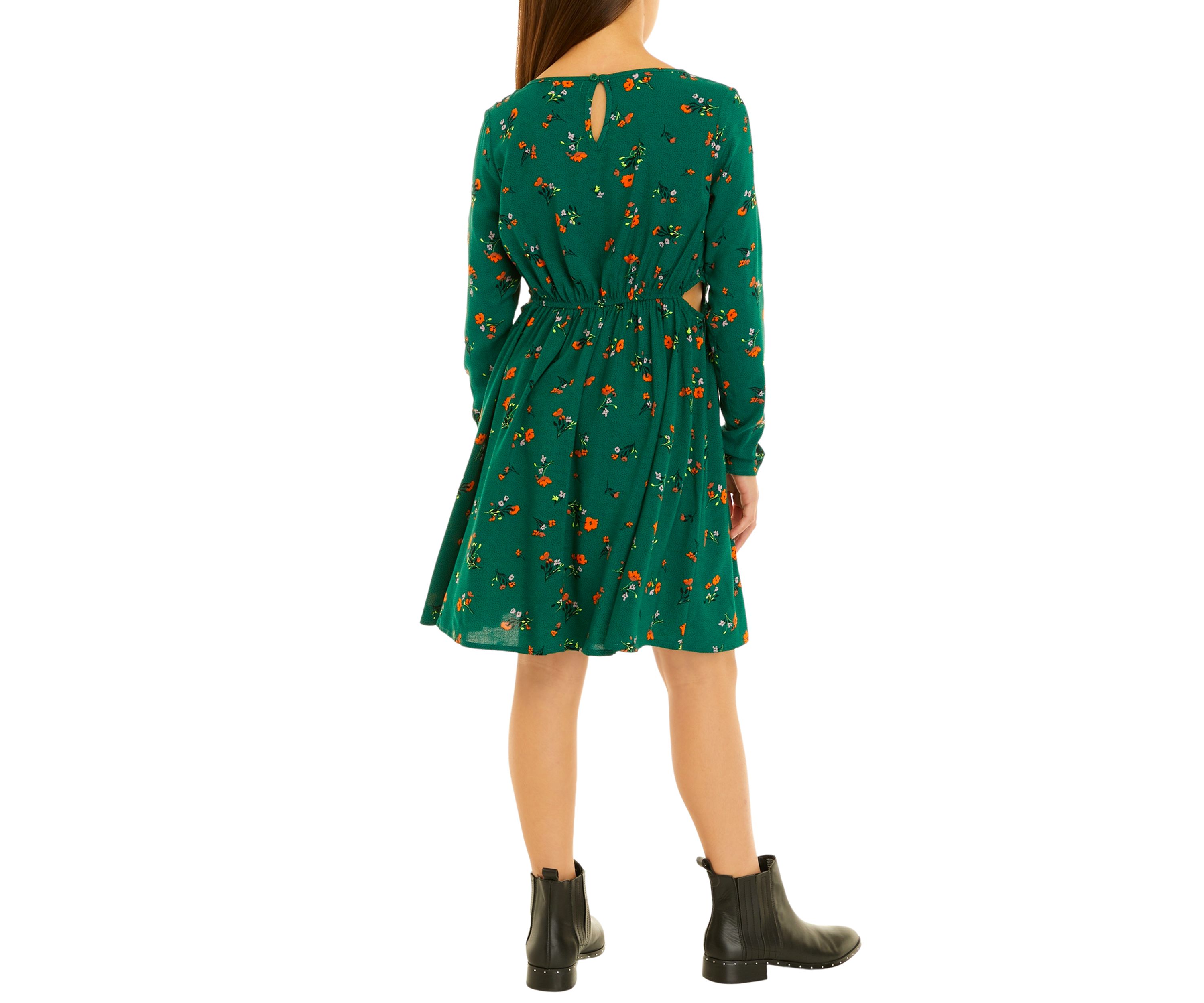 Girls 7-16 Long Sleeve O-Ring Cut Out Dress