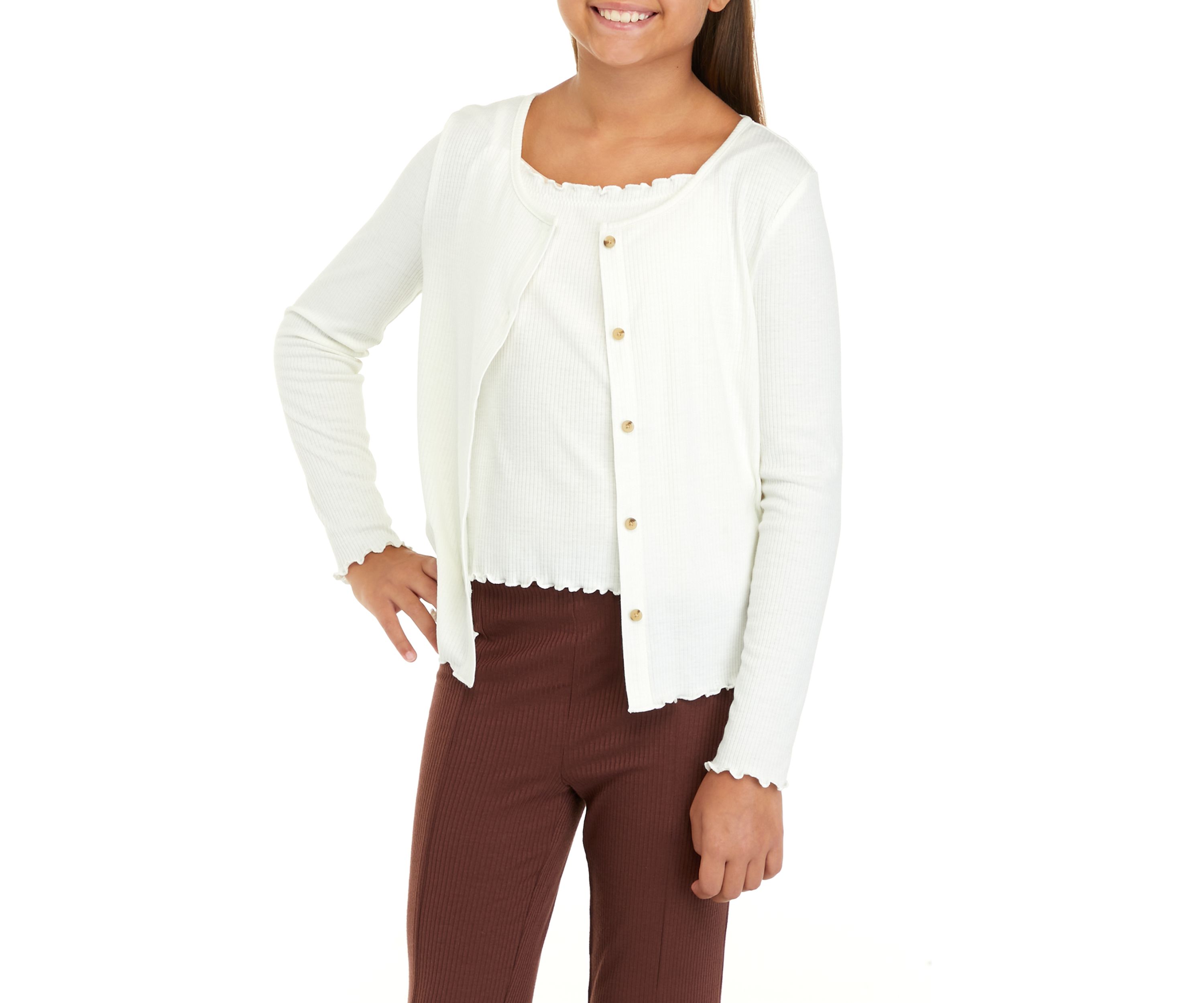 Girls 7-16 Long Sleeve Cardigan Set 