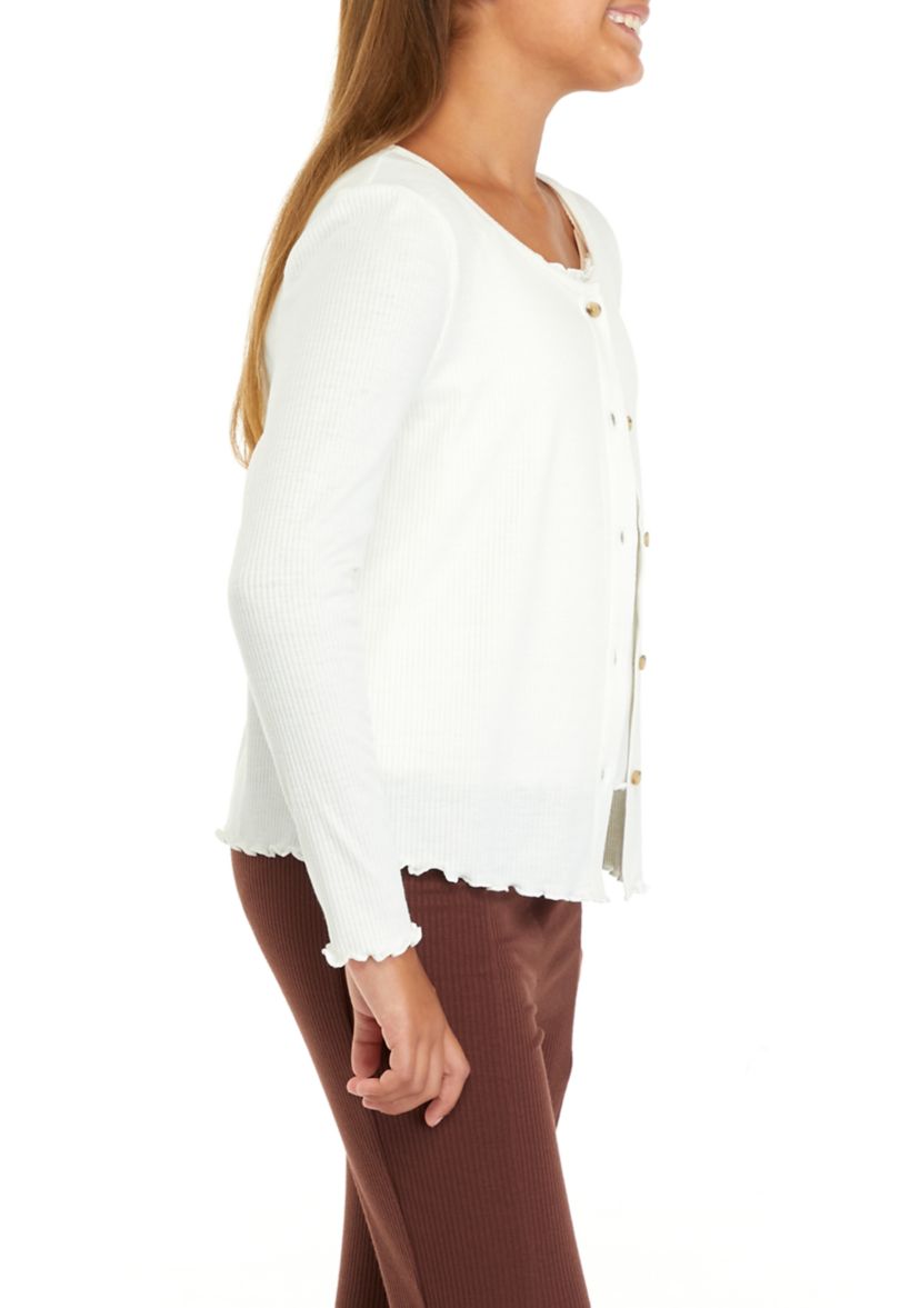 Girls 7-16 Long Sleeve Cardigan Set 