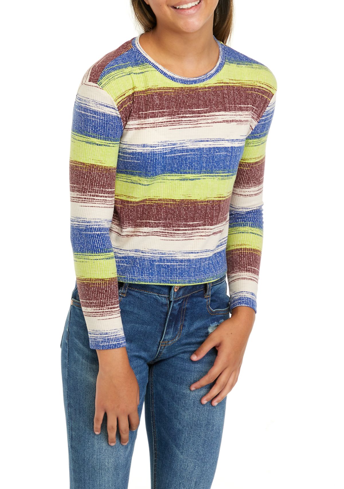 Girls 7-16 Long Sleeve Striped T-Shirt 