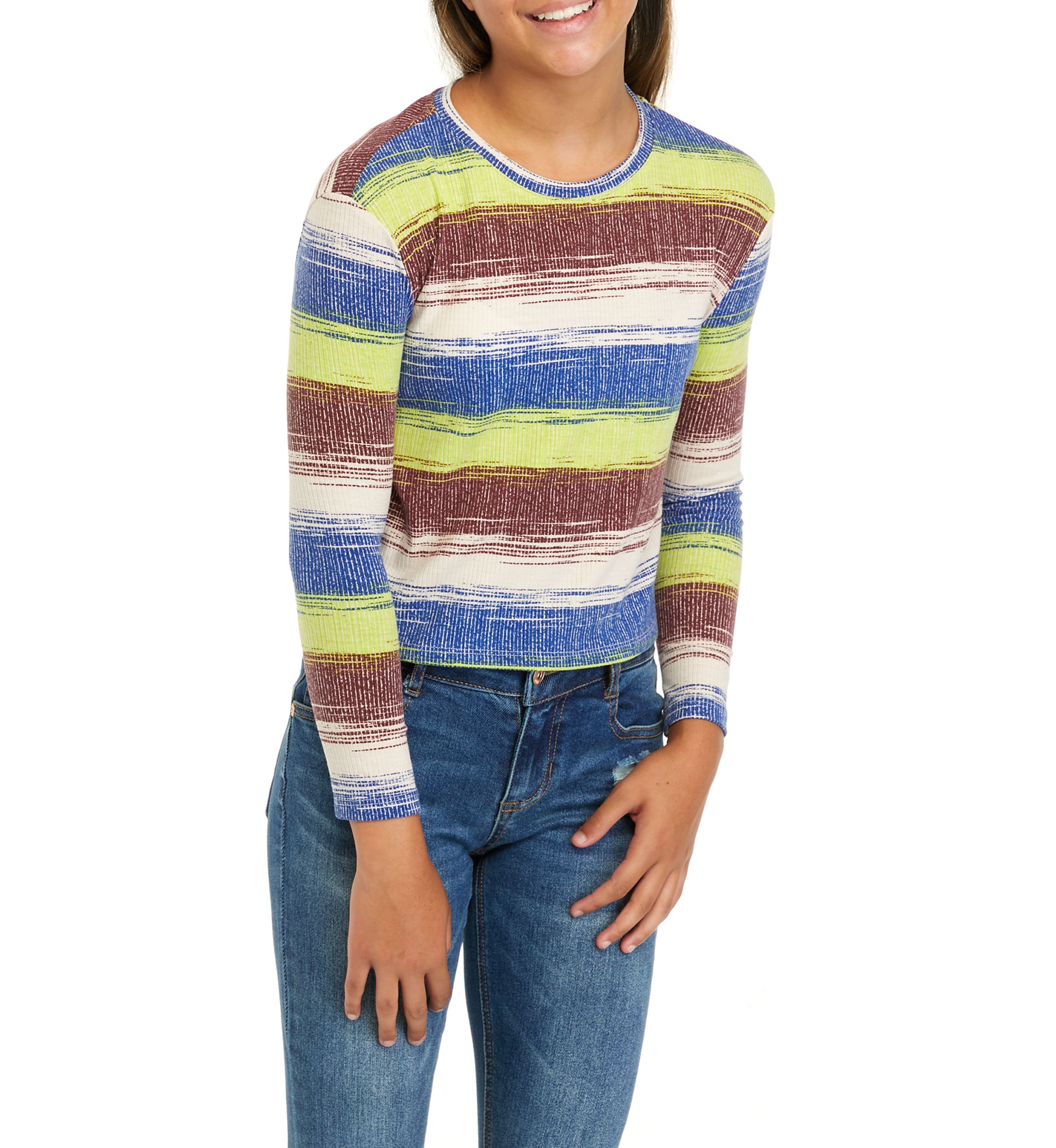 Girls 7-16 Long Sleeve Striped T-Shirt 