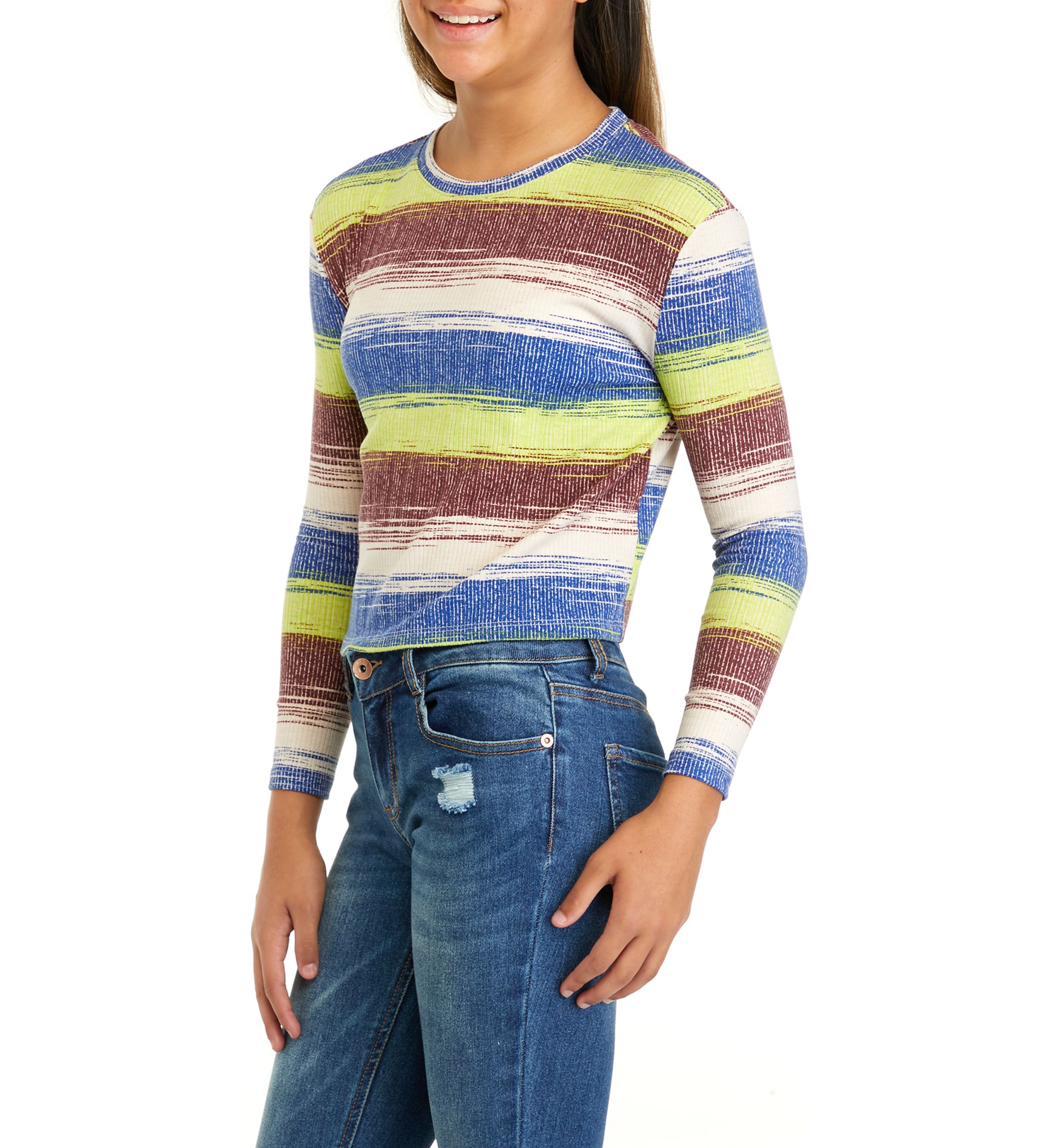 Girls 7-16 Long Sleeve Striped T-Shirt 