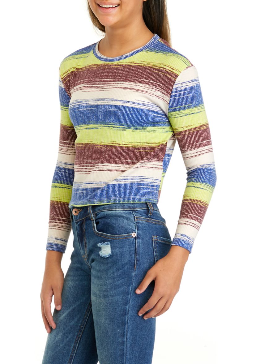 Girls 7-16 Long Sleeve Striped T-Shirt 