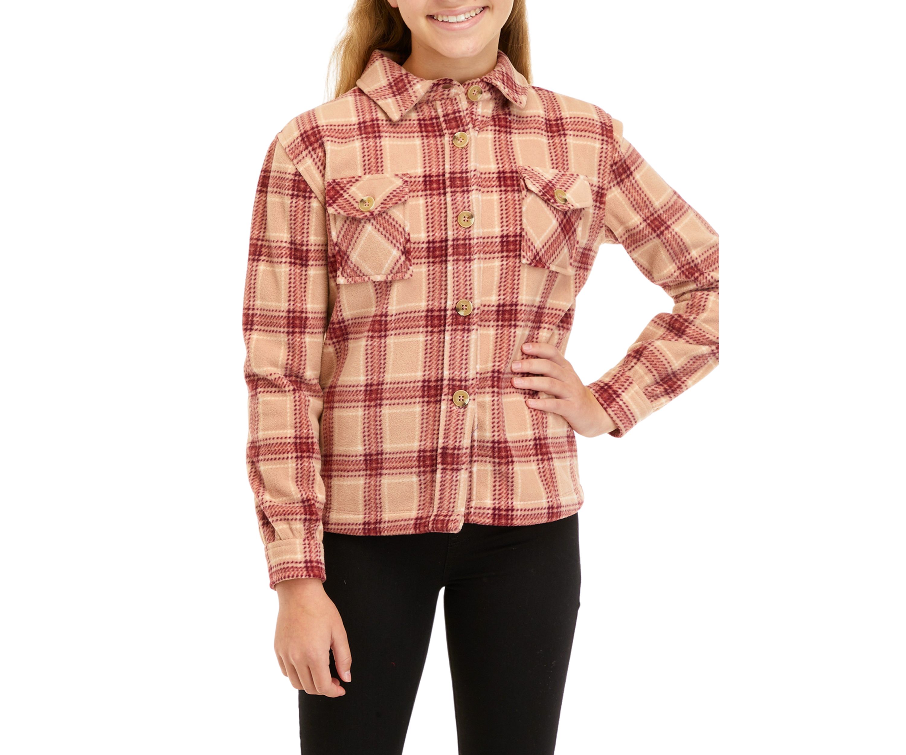 Girls 7-16 Long Sleeve Fleece Shacket
