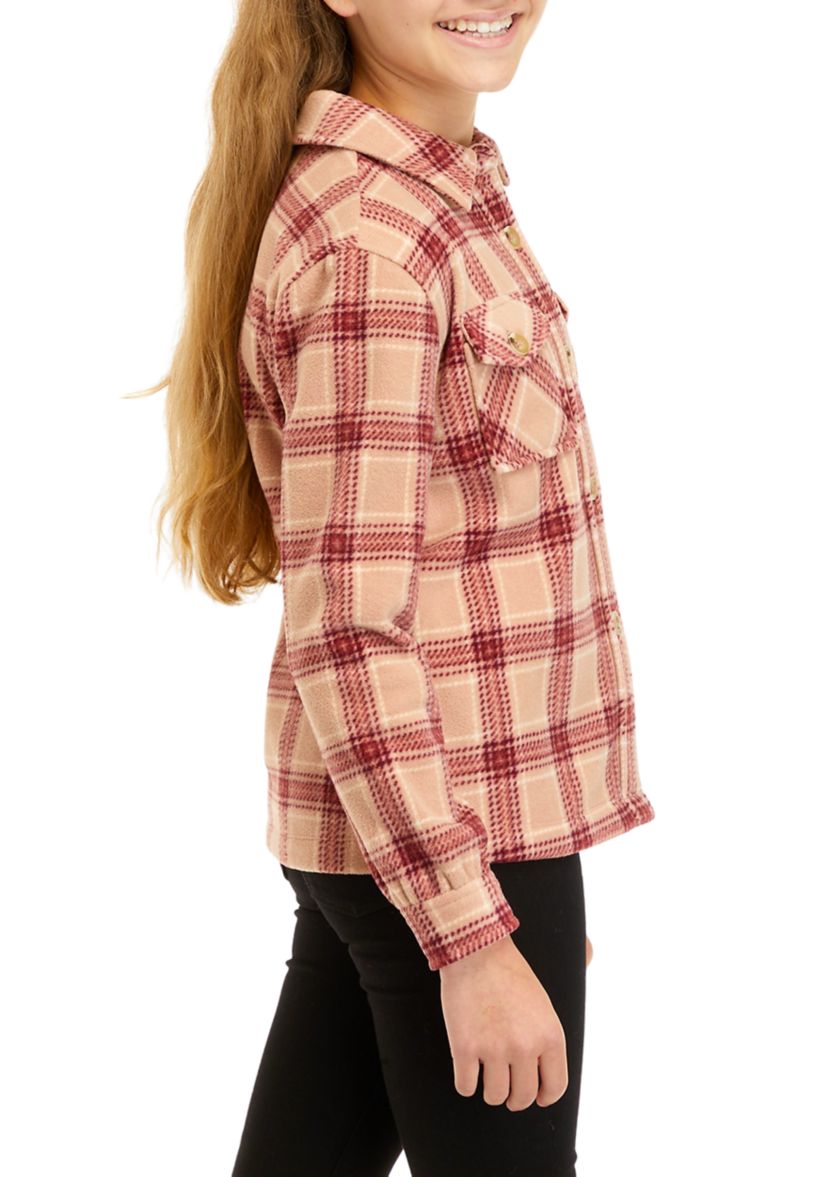 Girls 7-16 Long Sleeve Fleece Shacket