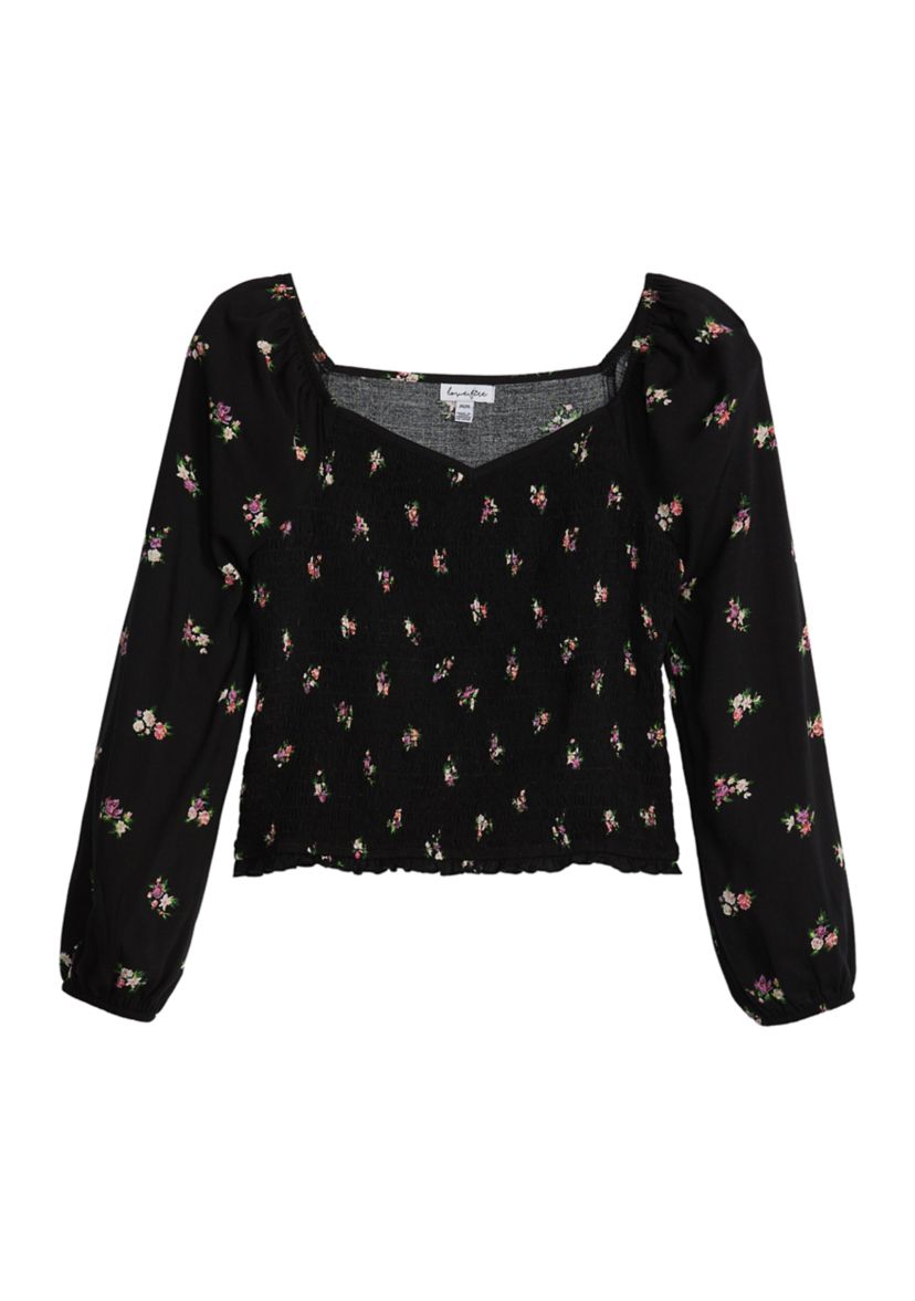 Girls 7-16 Blouson Sleeve Floral Top 