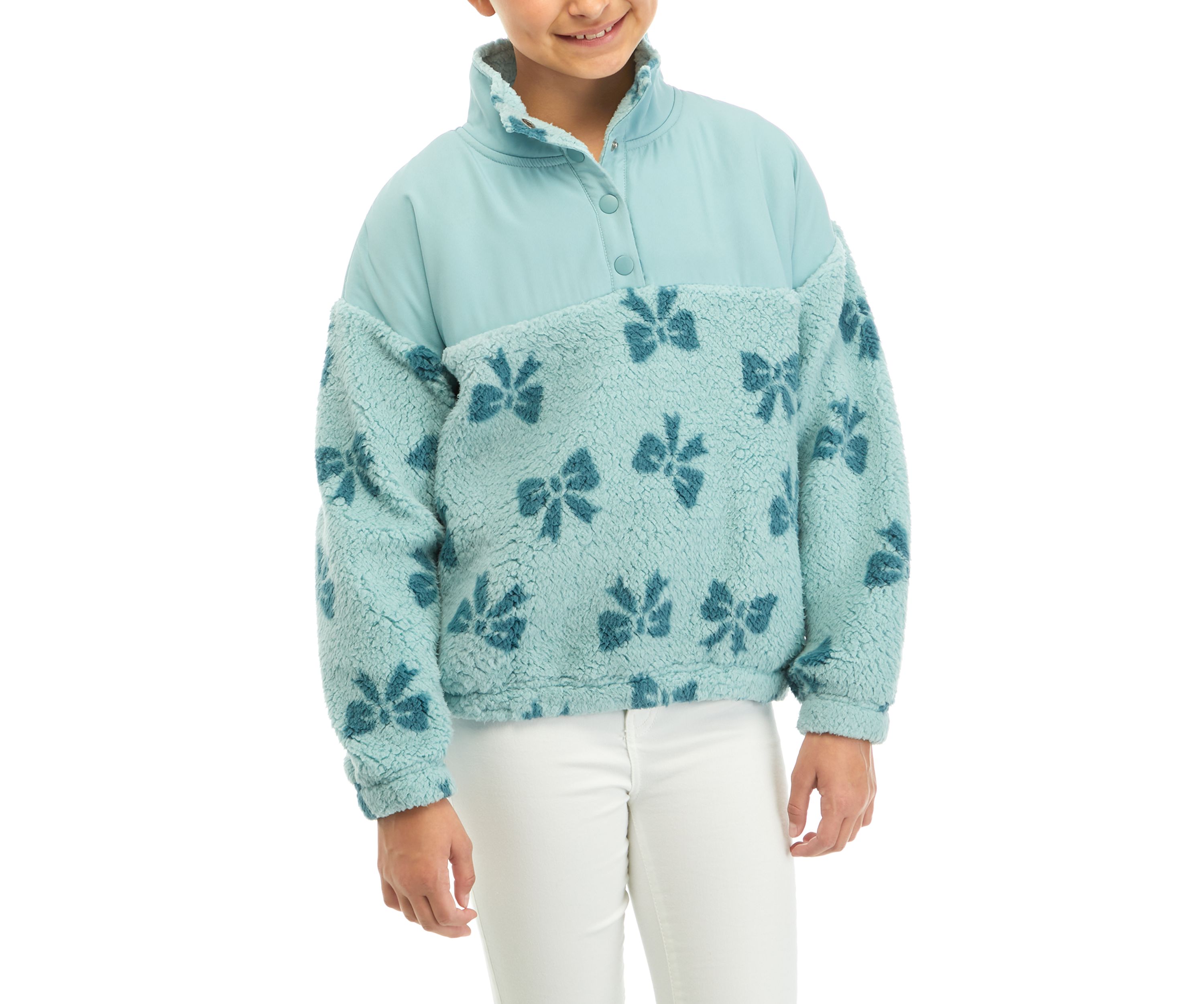 Girls 7-16 Printed Sherpa Pullover