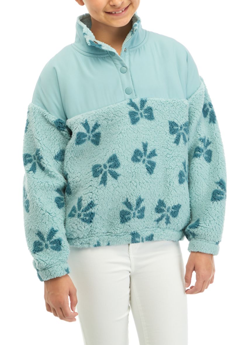 Girls 7-16 Printed Sherpa Pullover