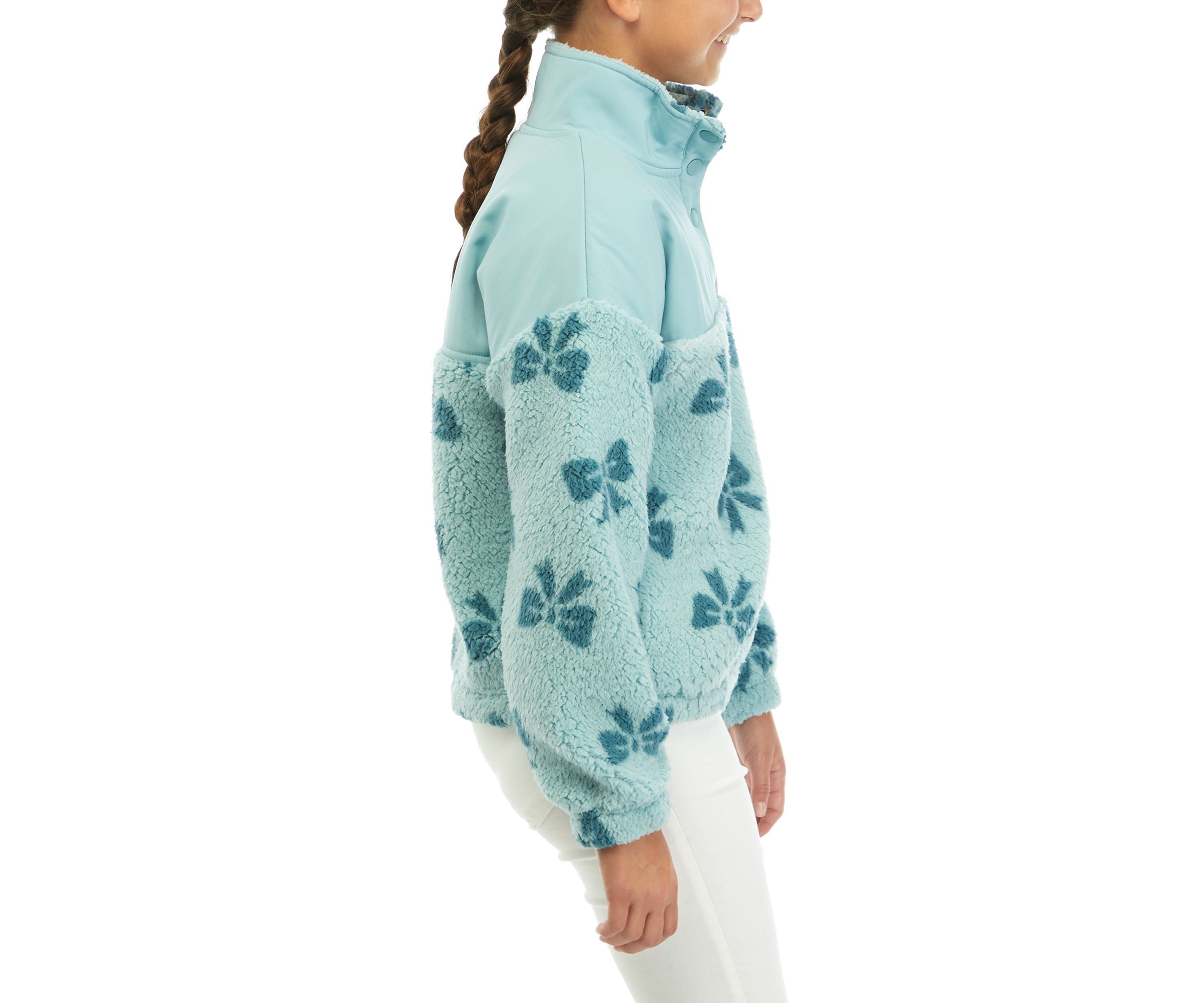 Girls 7-16 Printed Sherpa Pullover