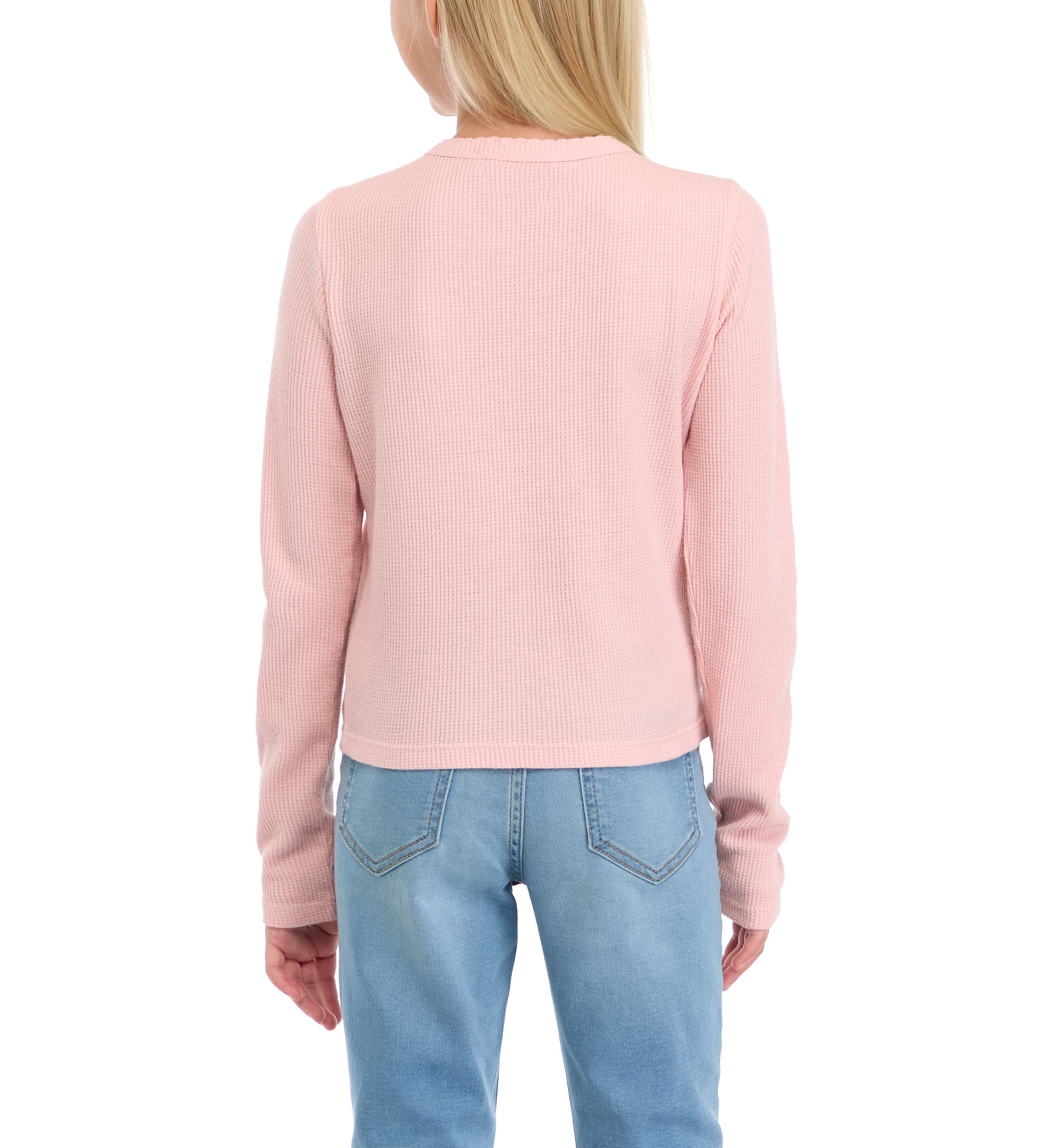 Girls 7-16 Thermal Knit Crew Neck T-Shirt