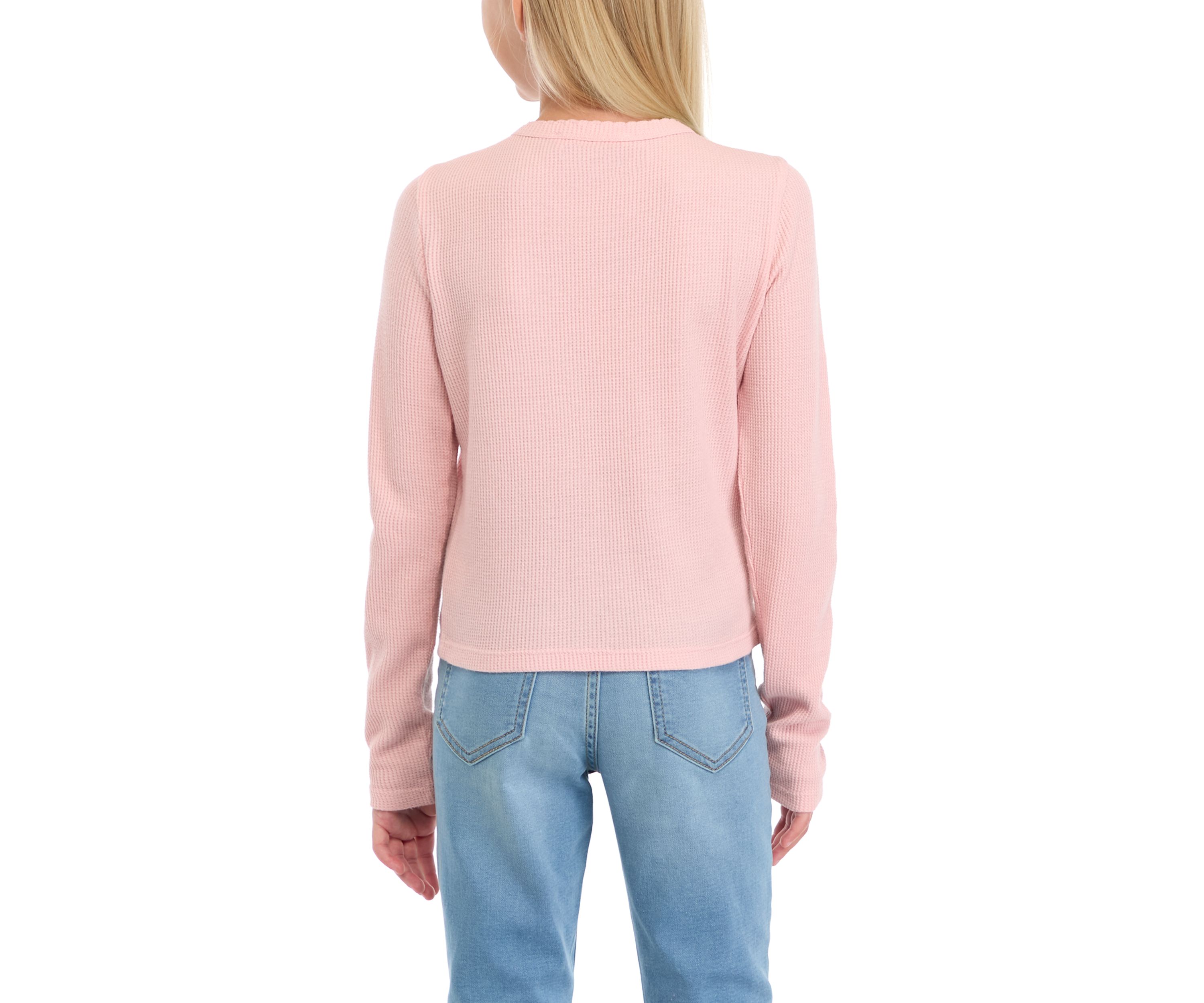 Girls 7-16 Thermal Knit Crew Neck T-Shirt