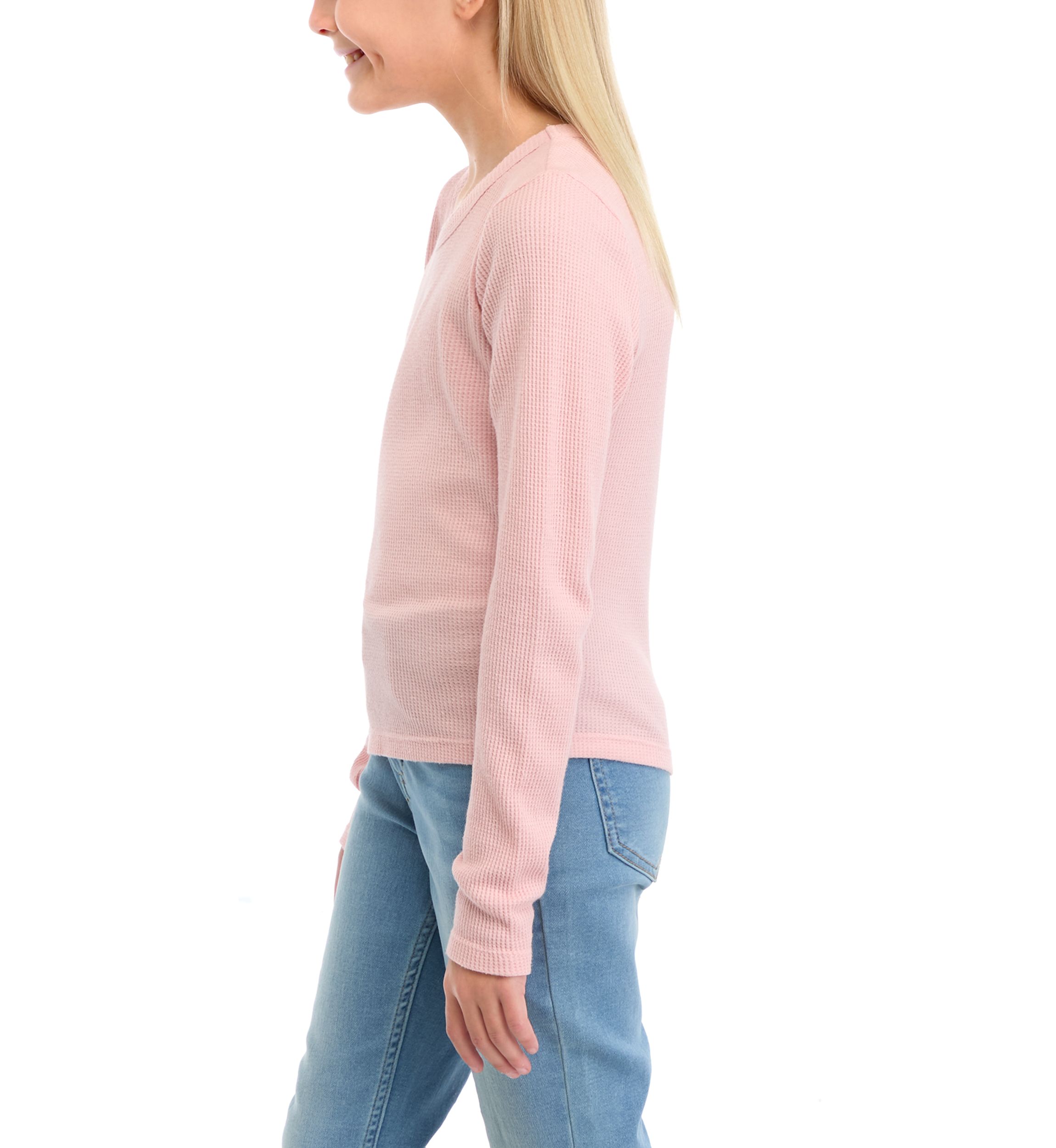 Girls 7-16 Thermal Knit Crew Neck T-Shirt