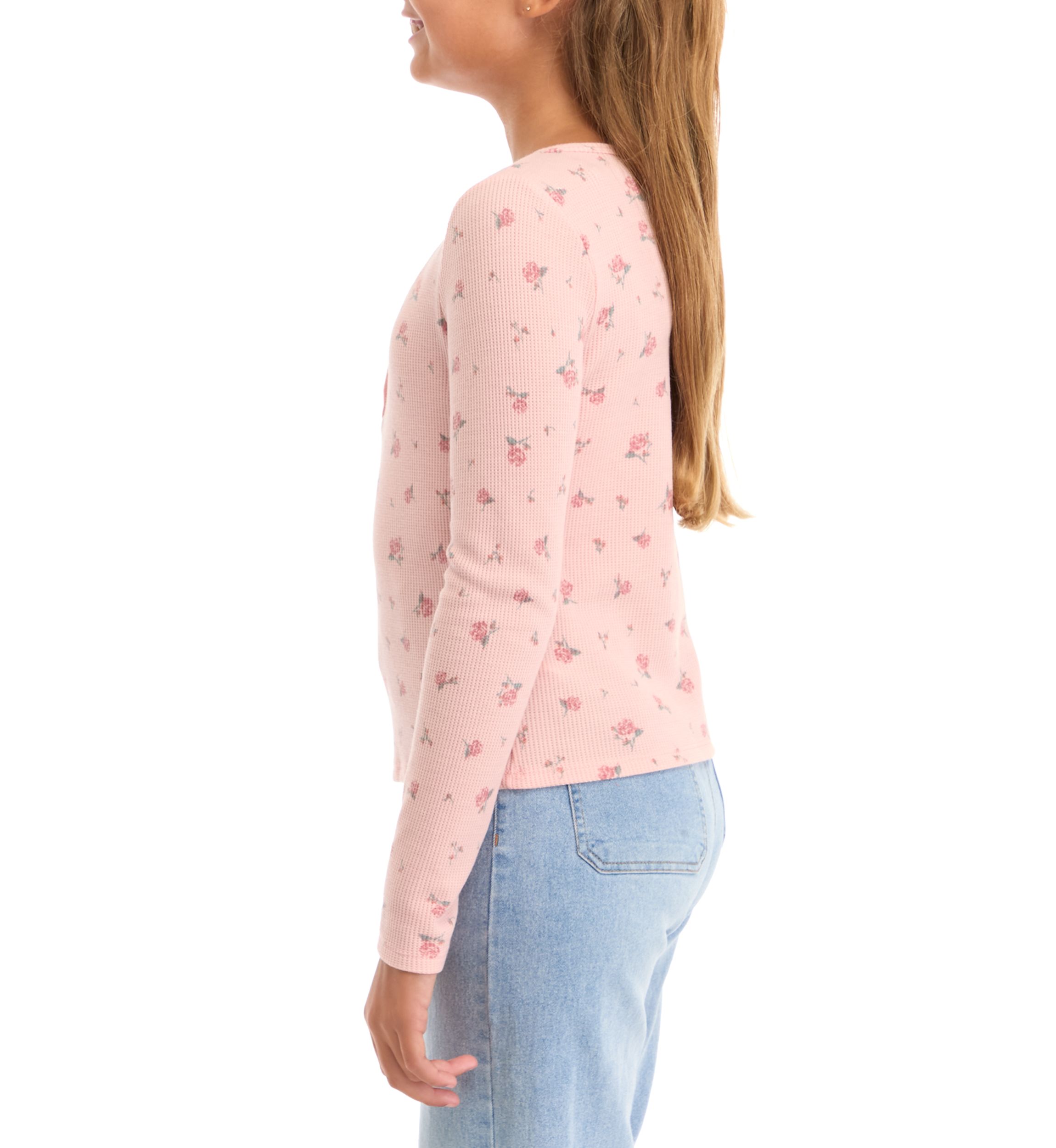 Girls 7-16 Thermal Knit Henley Top