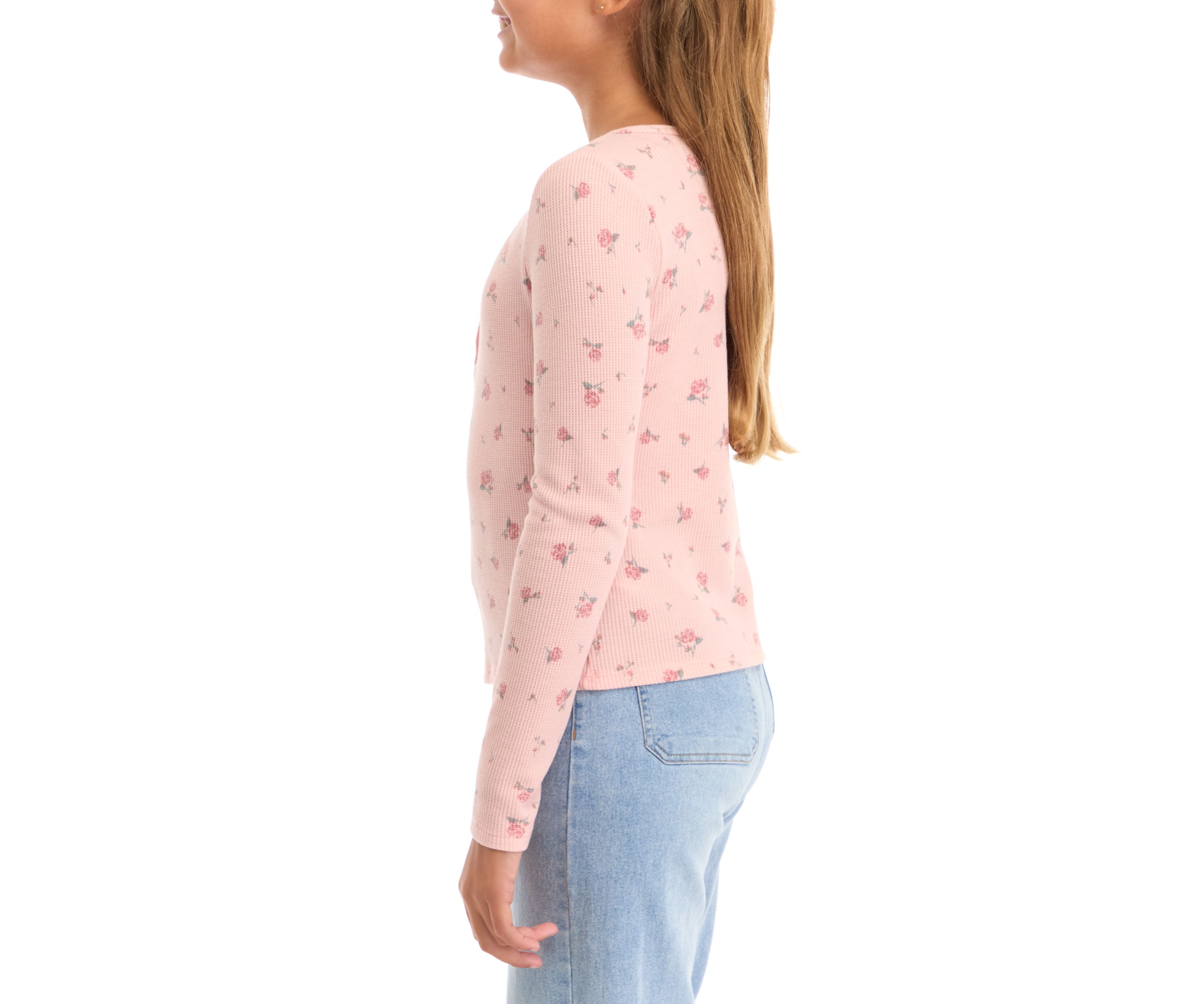 Girls 7-16 Thermal Knit Henley Top