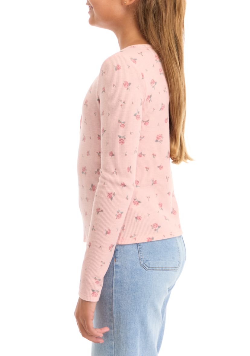Girls 7-16 Thermal Knit Henley Top