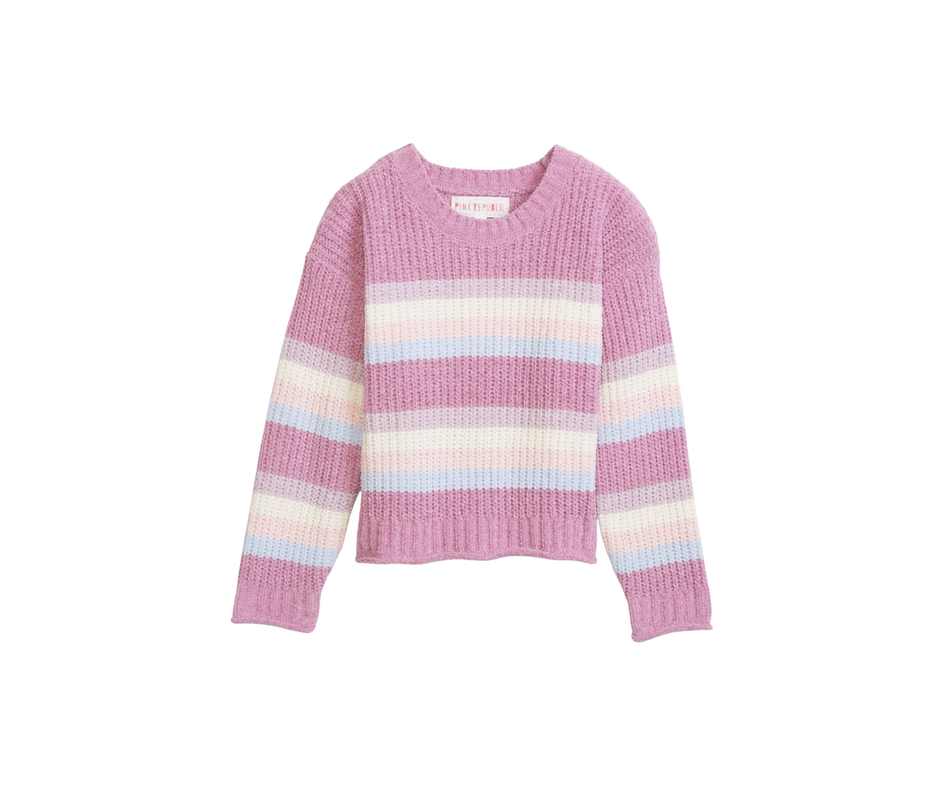 Girls 4-6x Striped Crew Neck Sweater