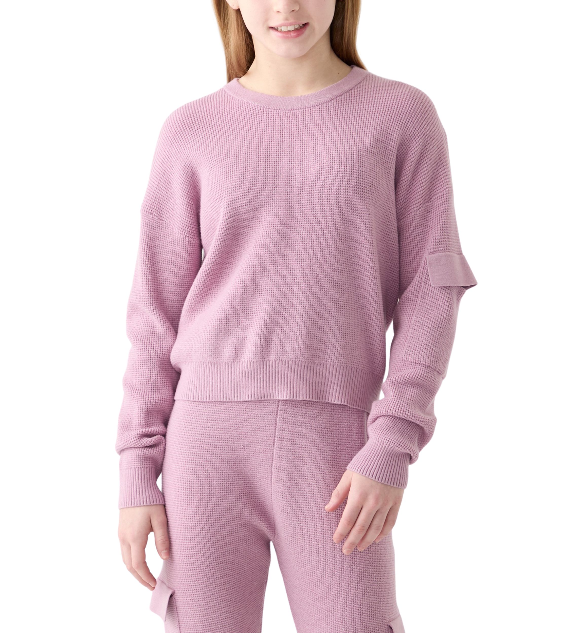Girls 7-16 Crew Neck Solid Sweater