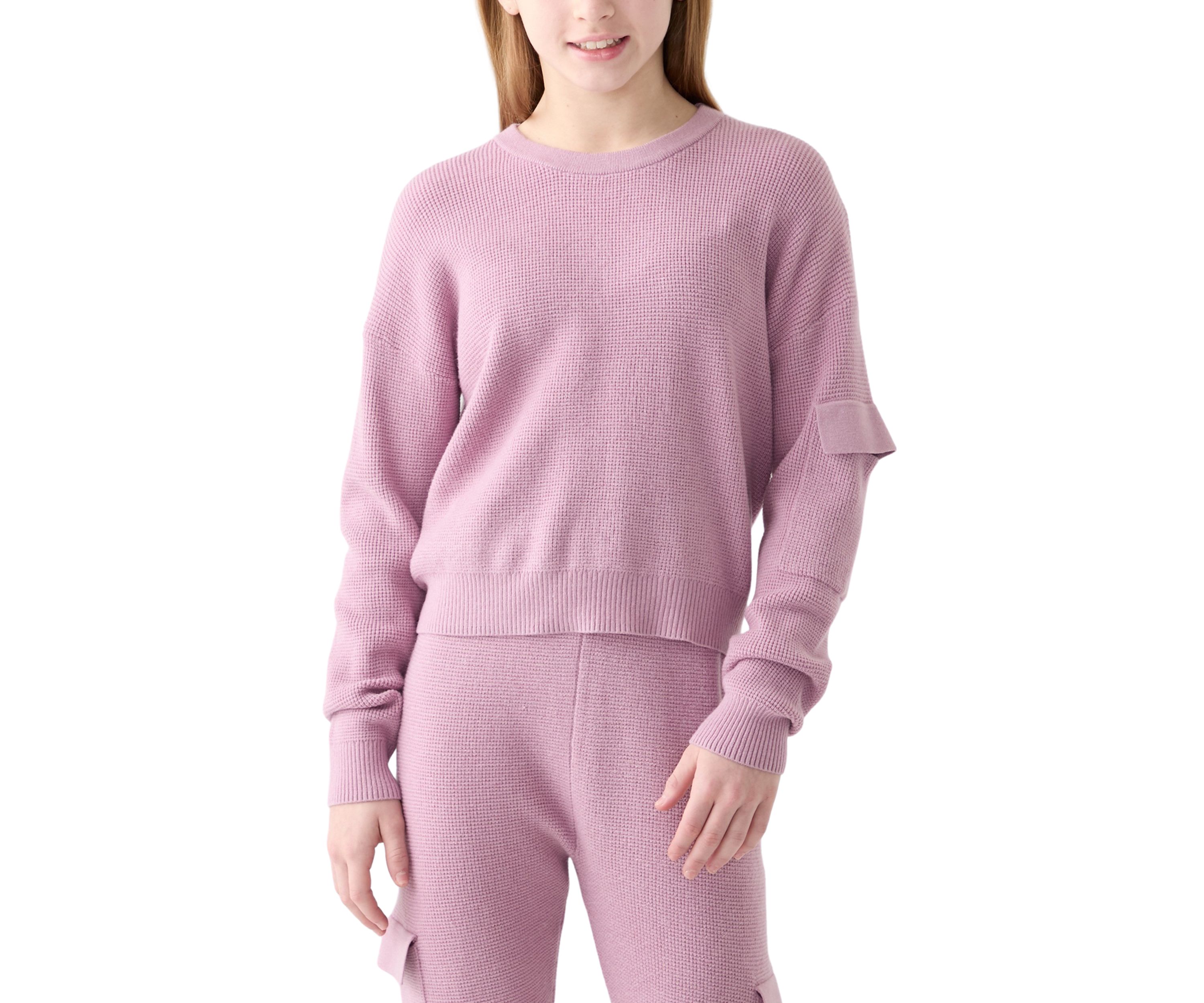 Girls 7-16 Crew Neck Solid Sweater