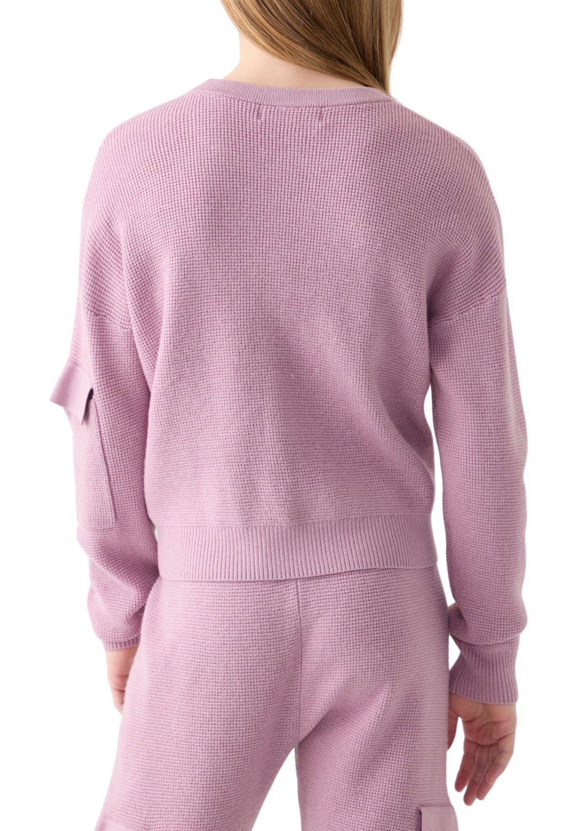 Girls 7-16 Crew Neck Solid Sweater