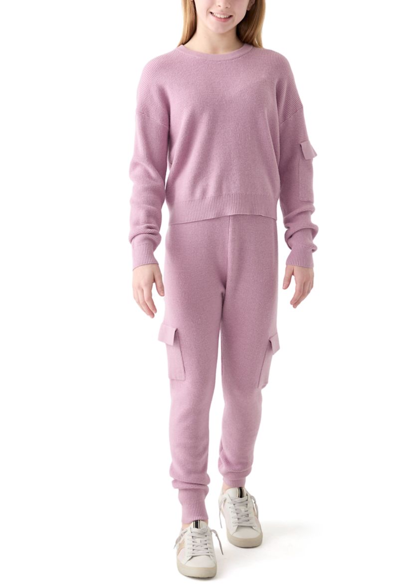Girls 7-16 Crew Neck Solid Sweater