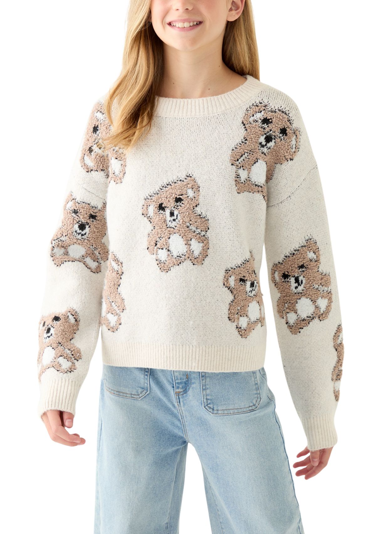 Girls 7-16 Bears Intarsia Sweater