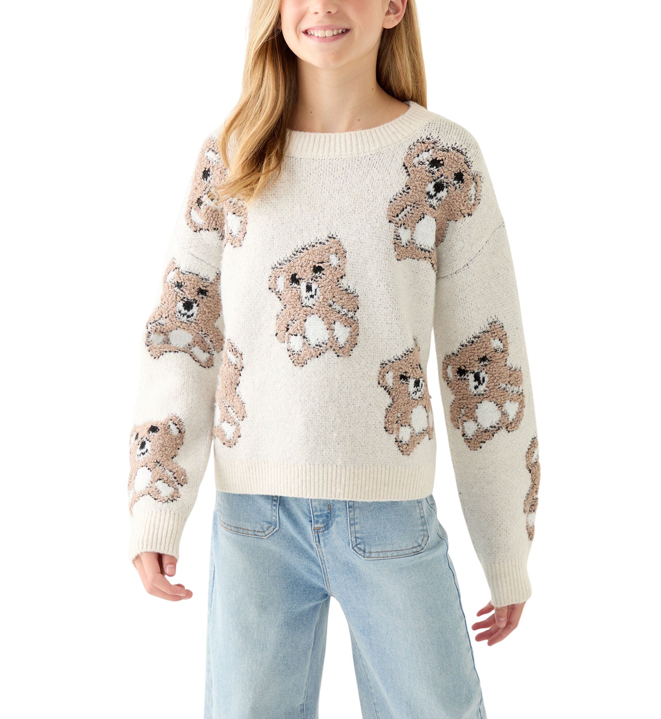 Girls 7-16 Bears Intarsia Sweater