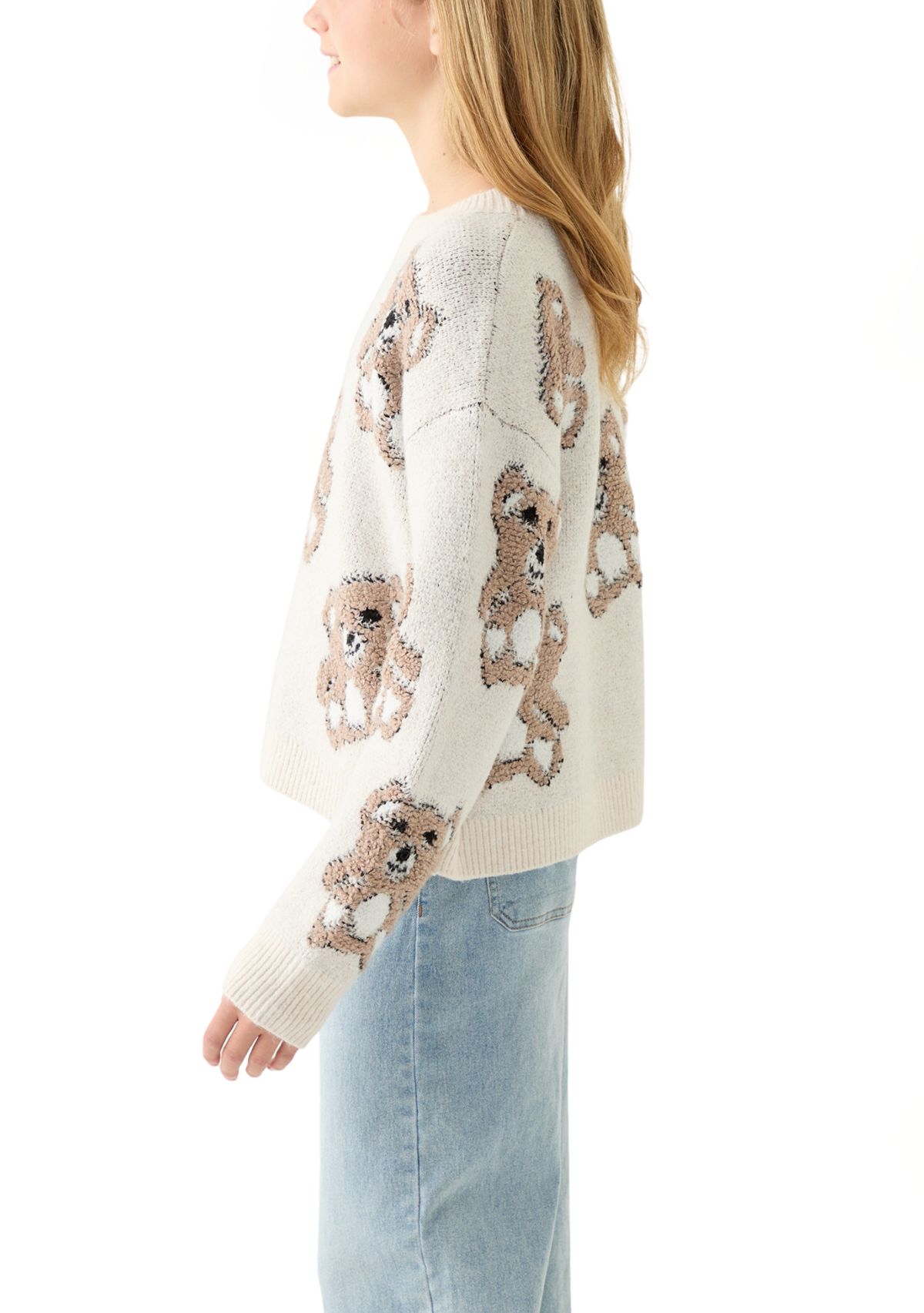 Girls 7-16 Bears Intarsia Sweater