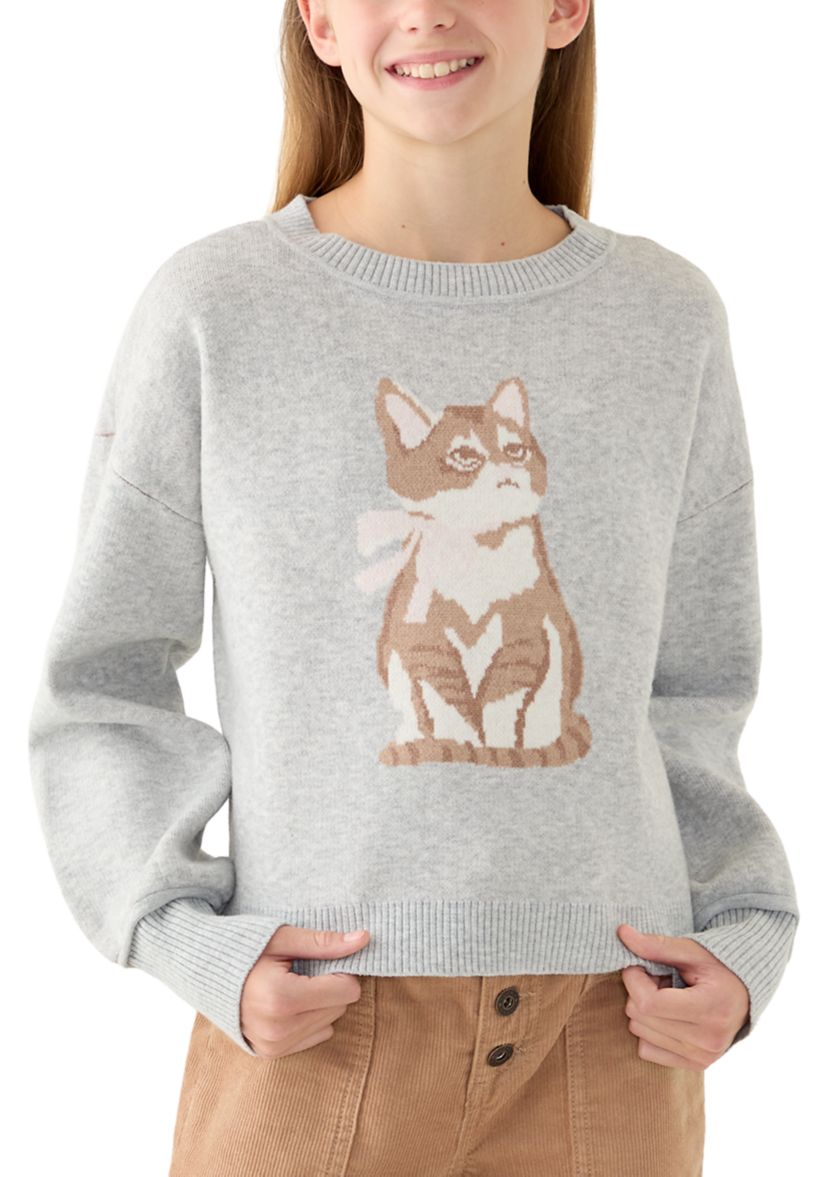 Girl 7-16 Long Sleeve Intarsia Sweater