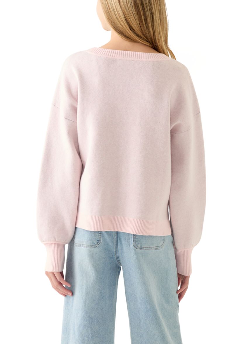 Girl 7-16 Long Sleeve Intarsia Sweater