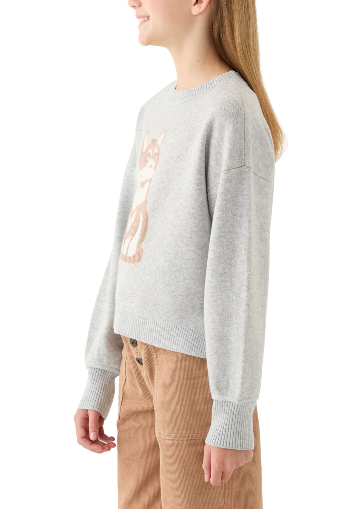 Girl 7-16 Long Sleeve Intarsia Sweater