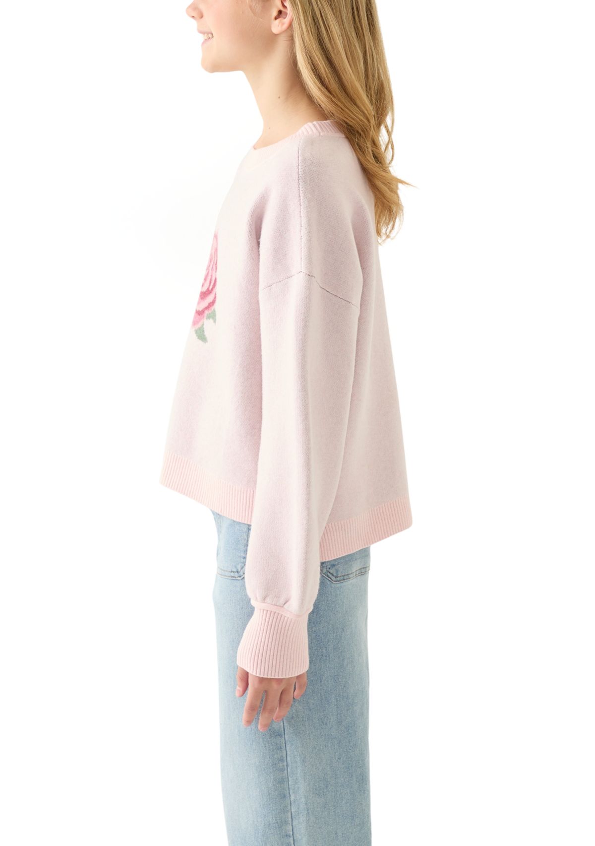 Girl 7-16 Long Sleeve Intarsia Sweater