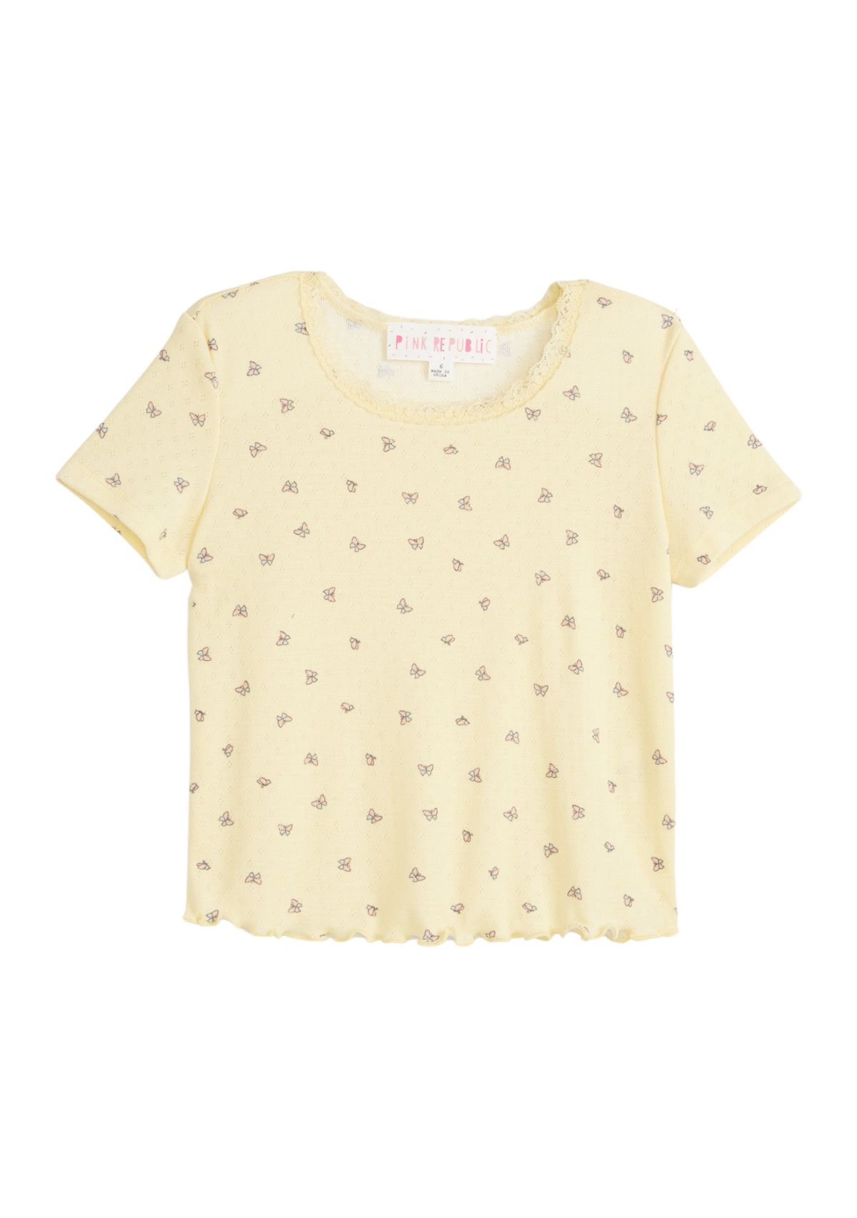 Girls 4-6x Lace Round Neck Top