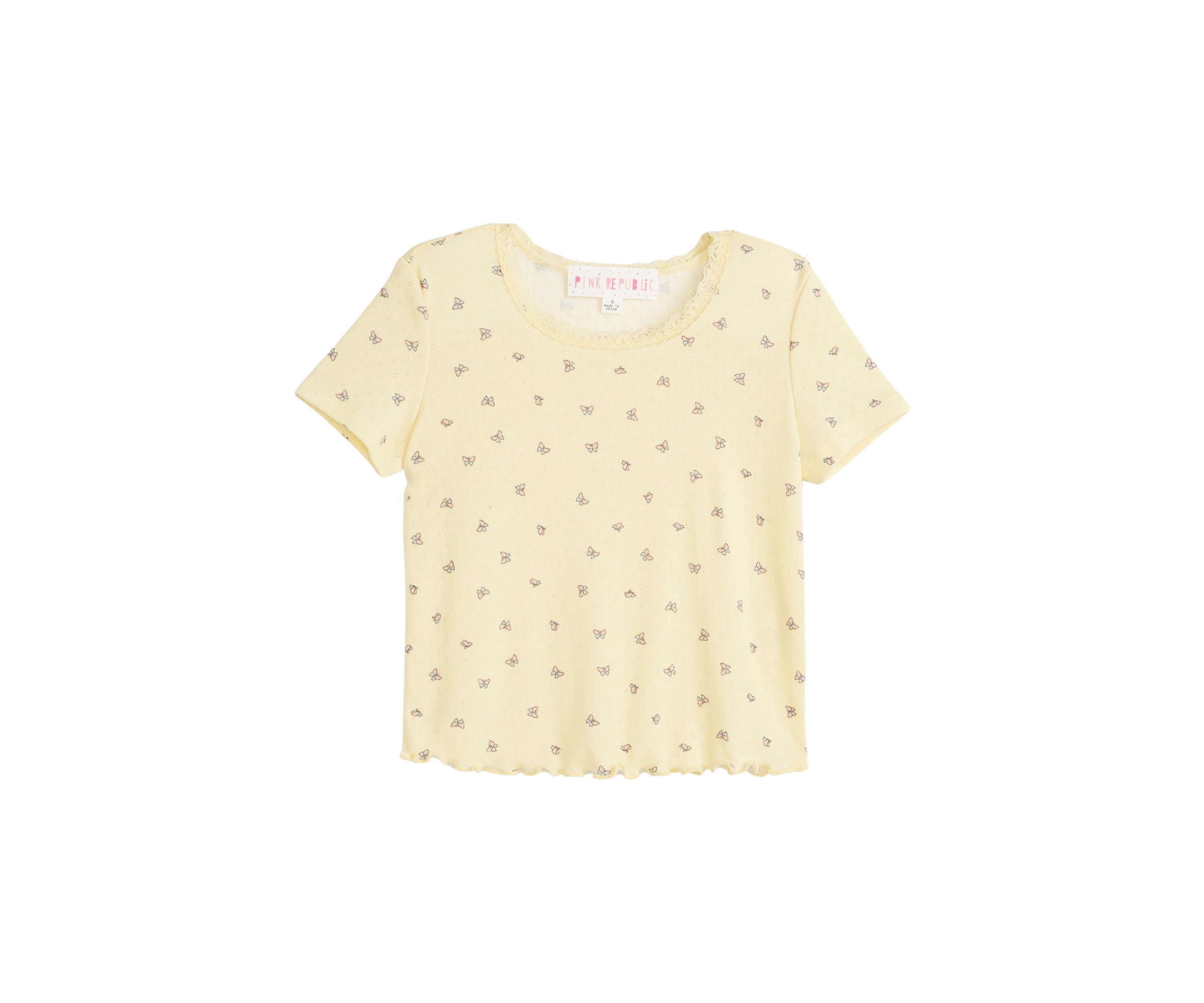 Girls 4-6x Lace Round Neck Top