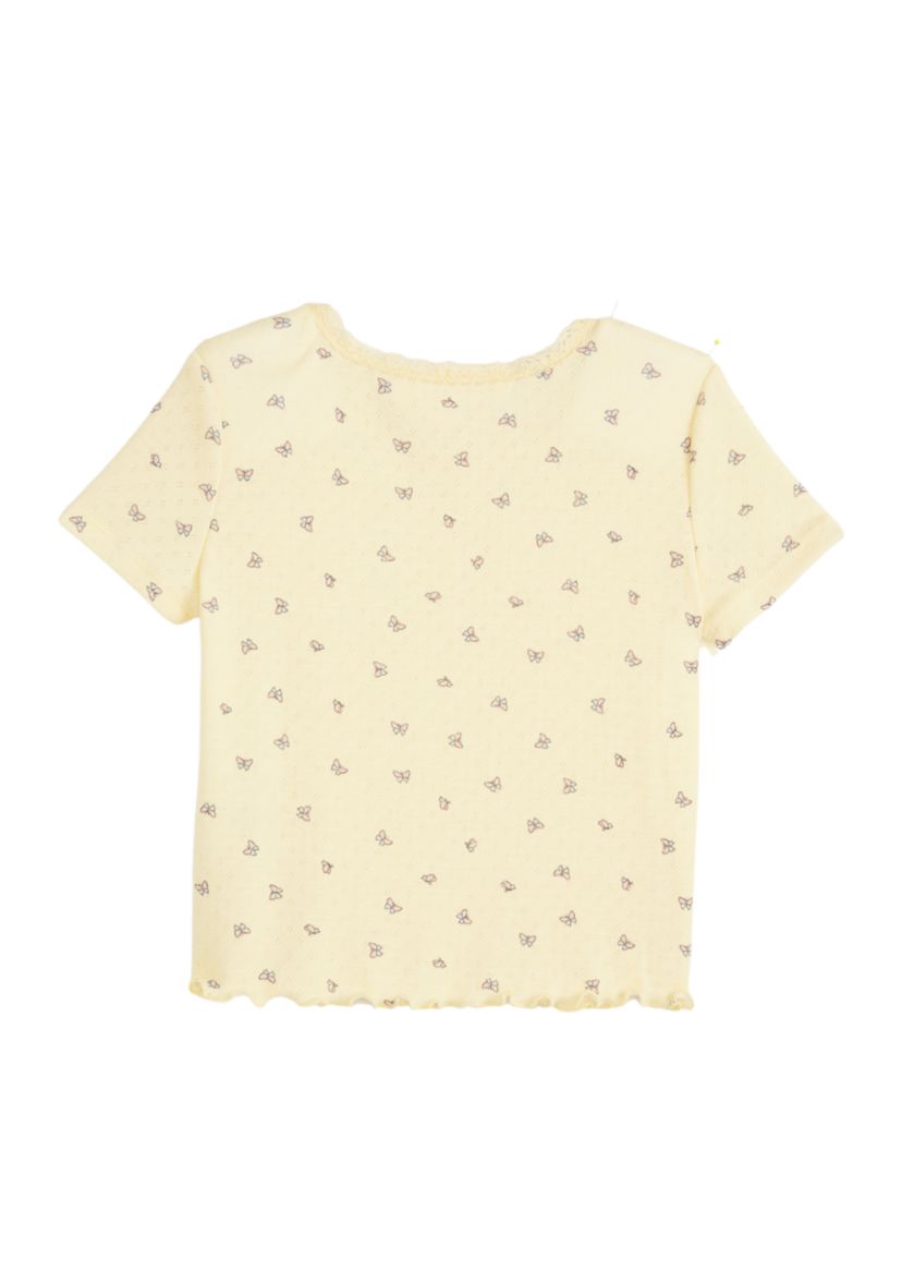Girls 4-6x Lace Round Neck Top