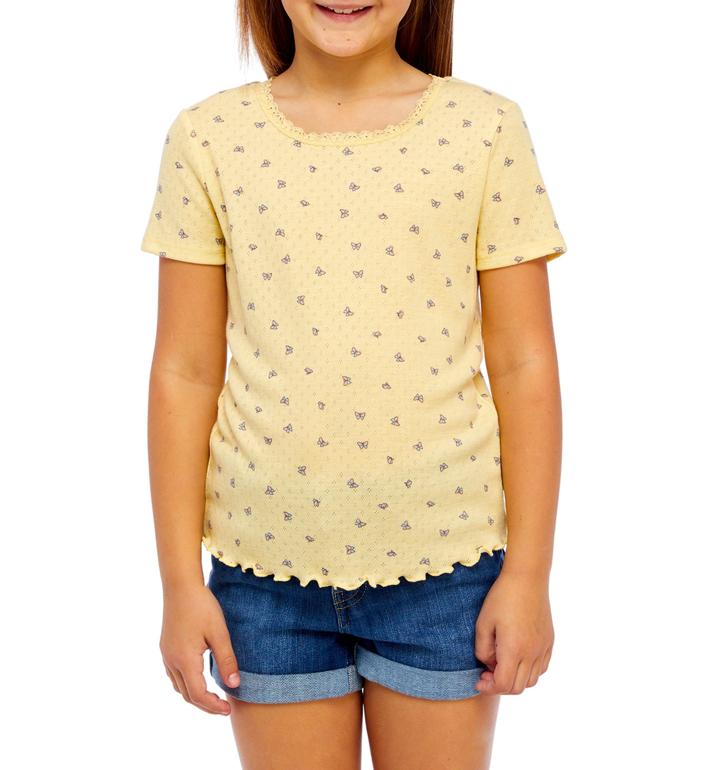 Girls 7-16 Lace Crew Neck Top