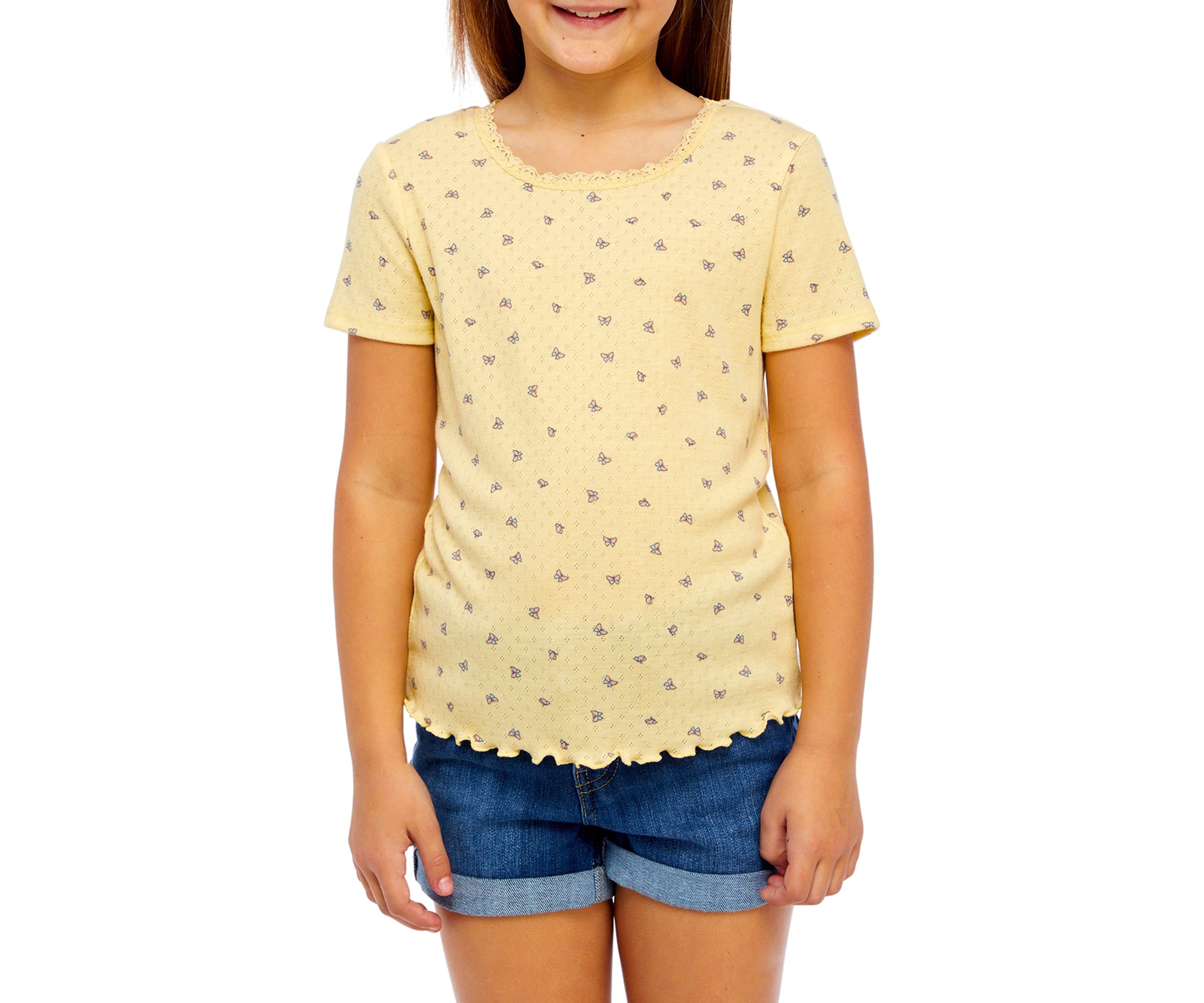 Girls 7-16 Lace Crew Neck Top