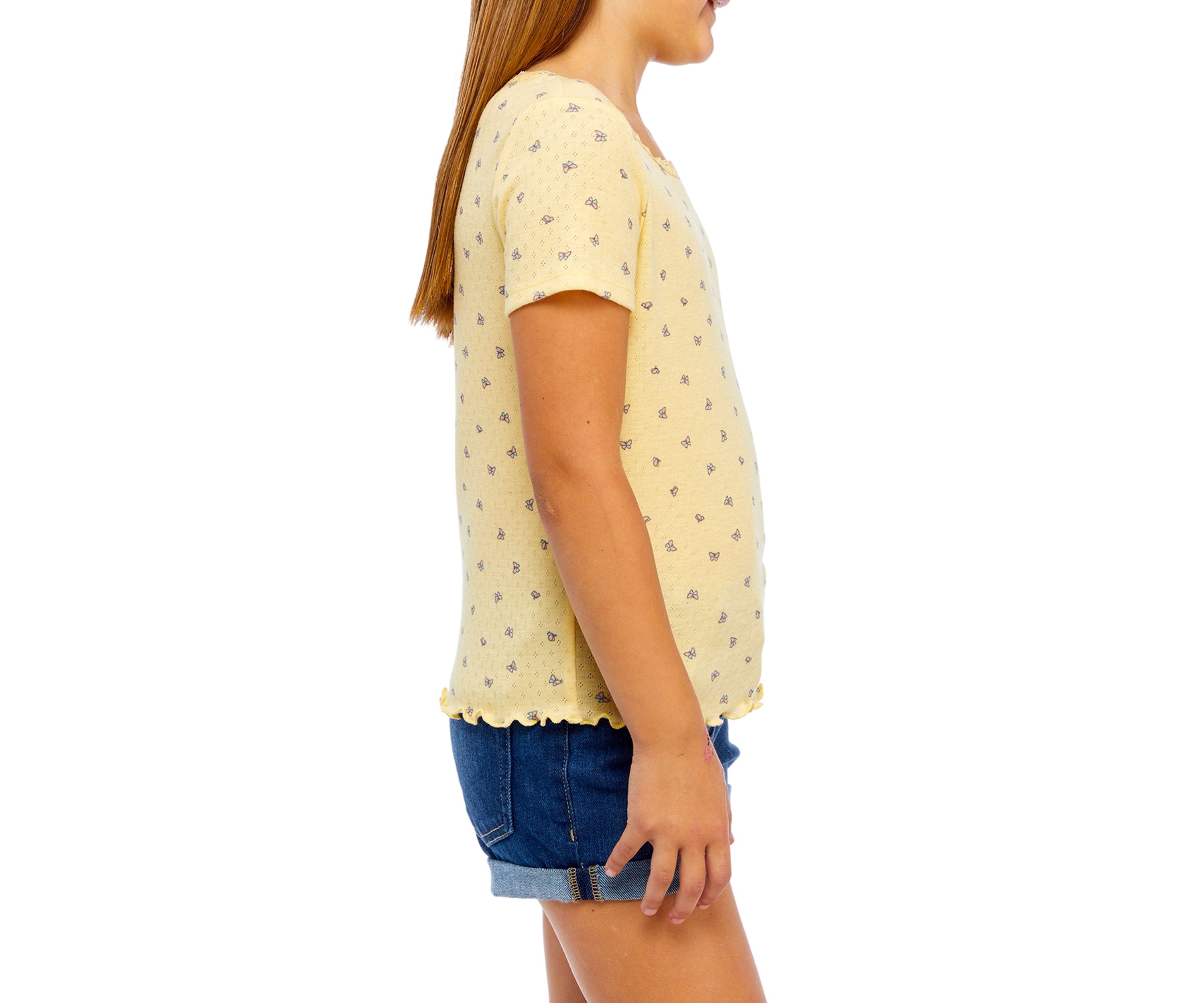 Girls 7-16 Lace Crew Neck Top