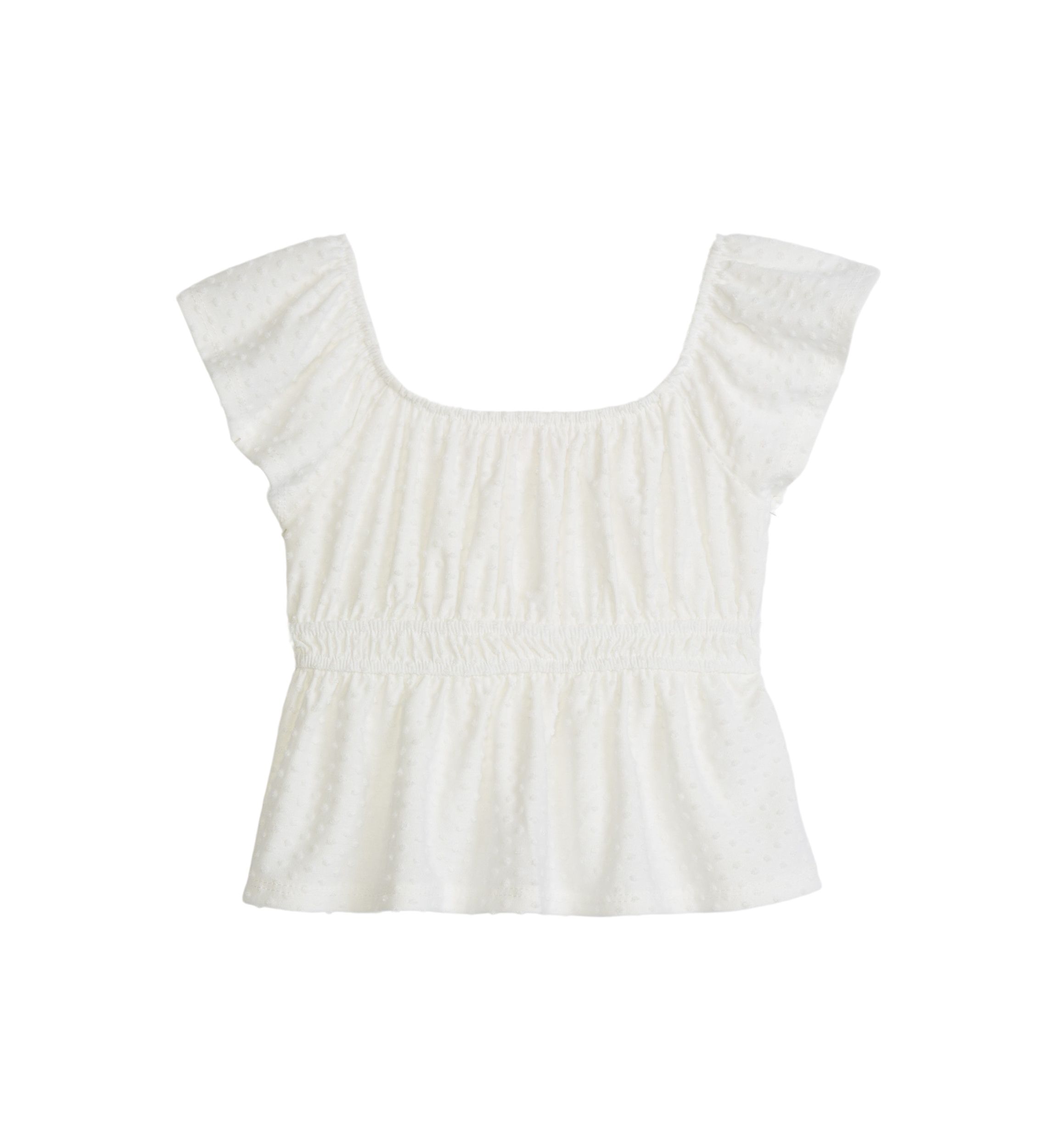 Girls 4-6x Cinch Waist Flutter Sleeve Top