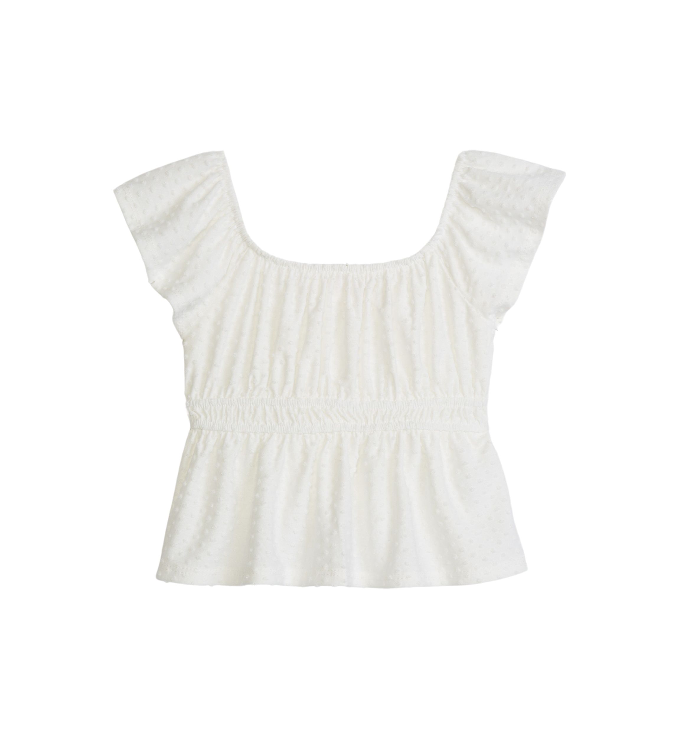 Girls 4-6x Cinch Waist Flutter Sleeve Top
