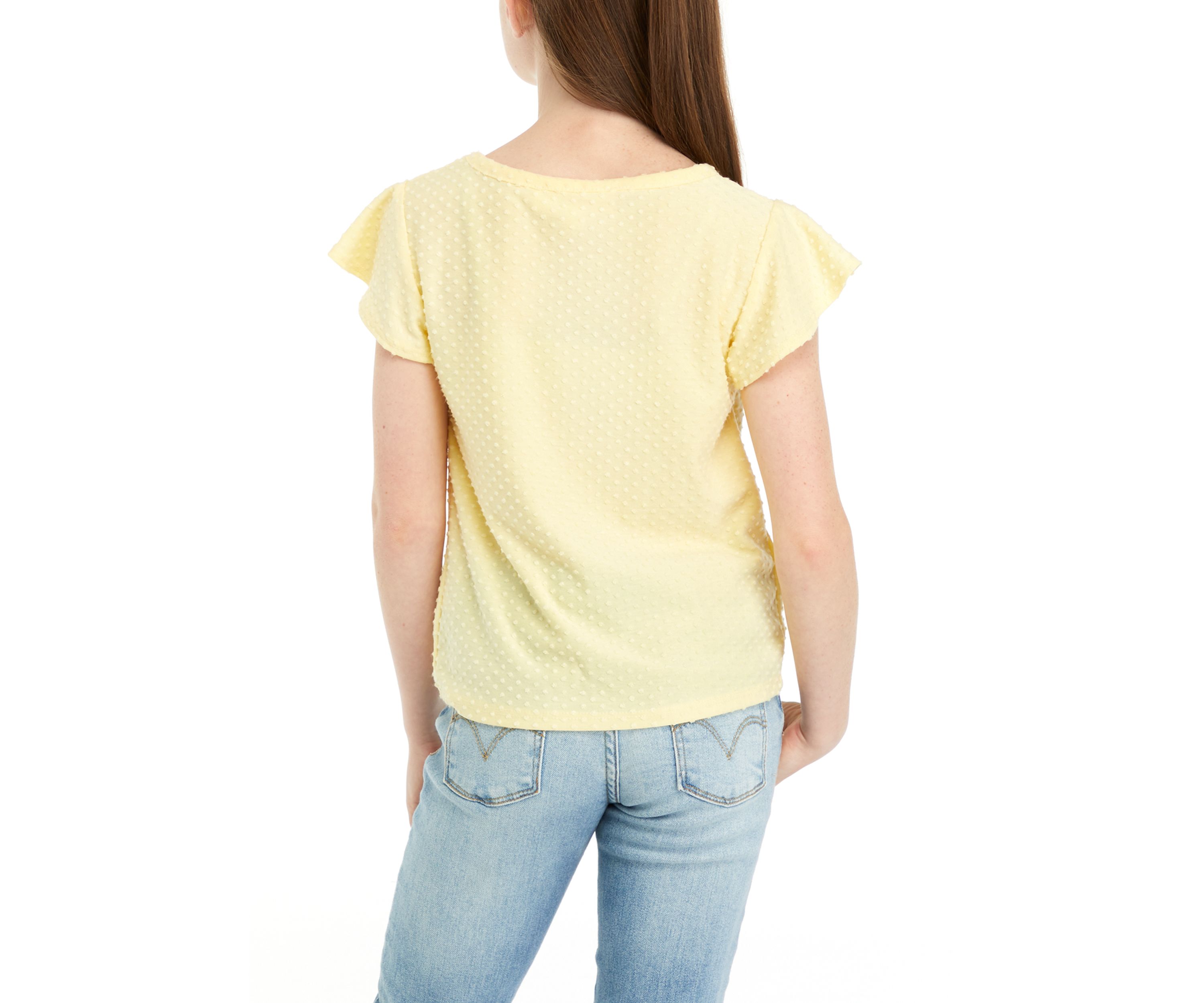 Girls 7-16 Twist Front Flutter Sleeve Top