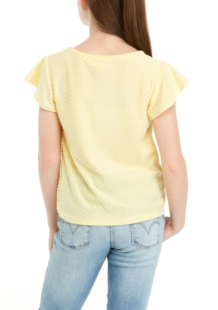 Girls 7-16 Twist Front Flutter Sleeve Top